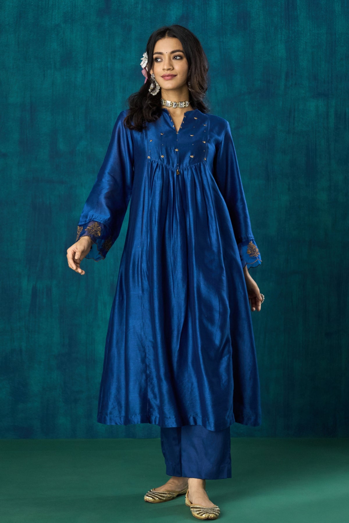 Navy Hand-embroidered Kurta Sets