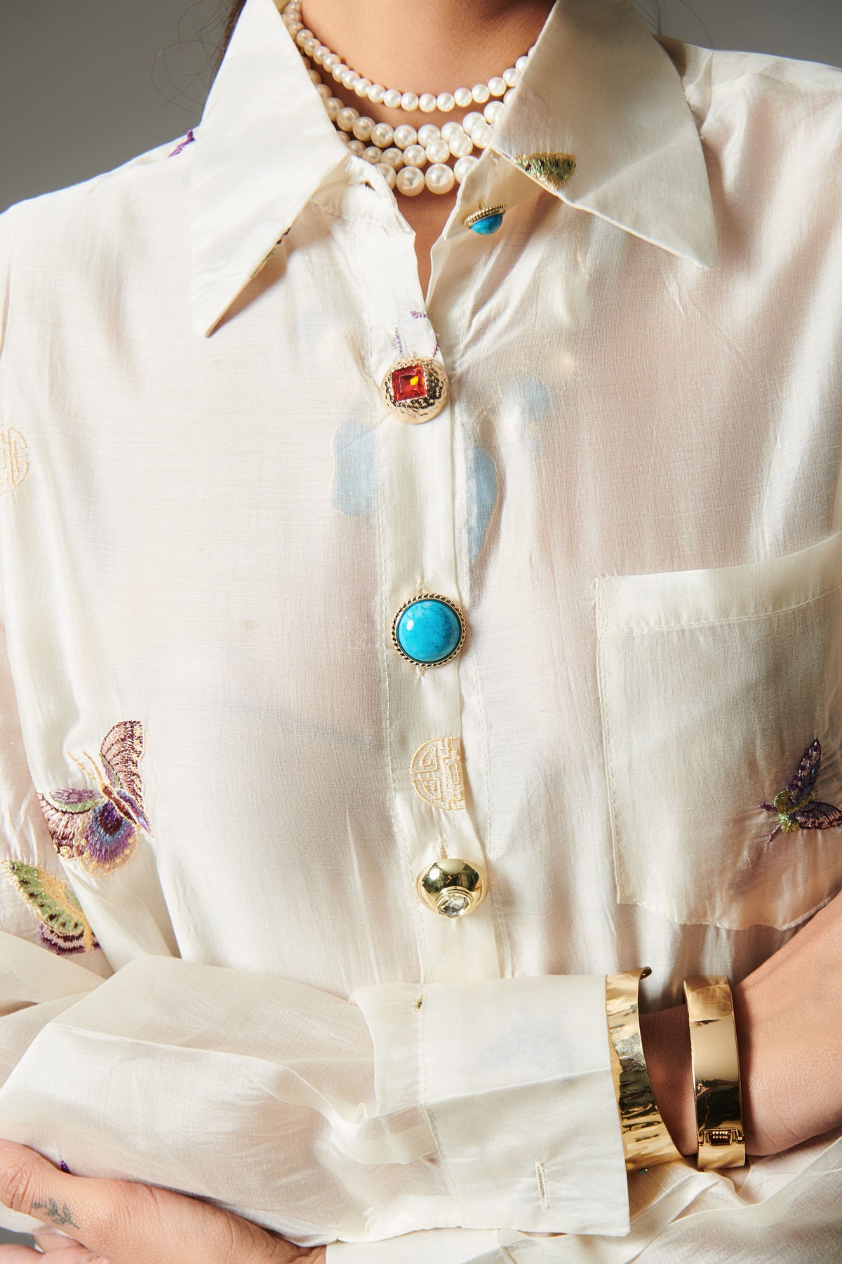 Butterfly Embroidered Breeze Shirt