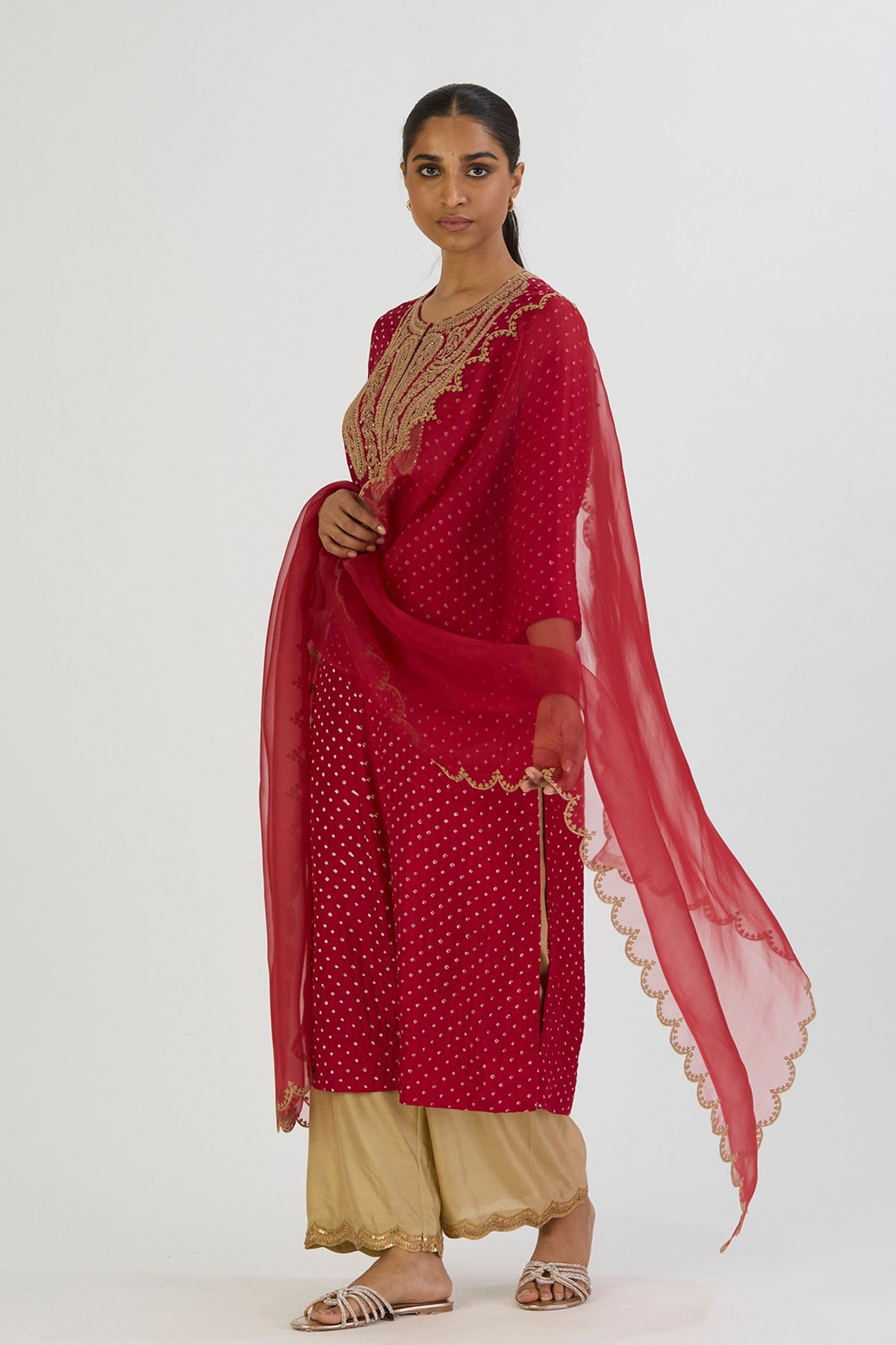 Red Dipty Dupatta