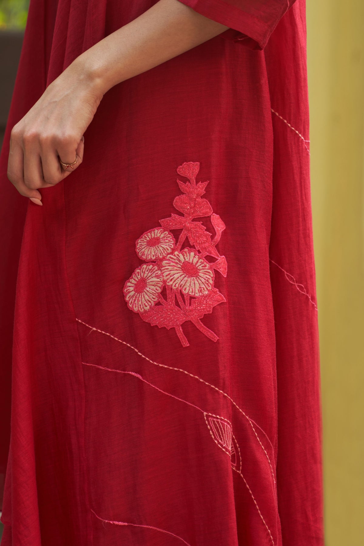 Crimson Embroidered Dress