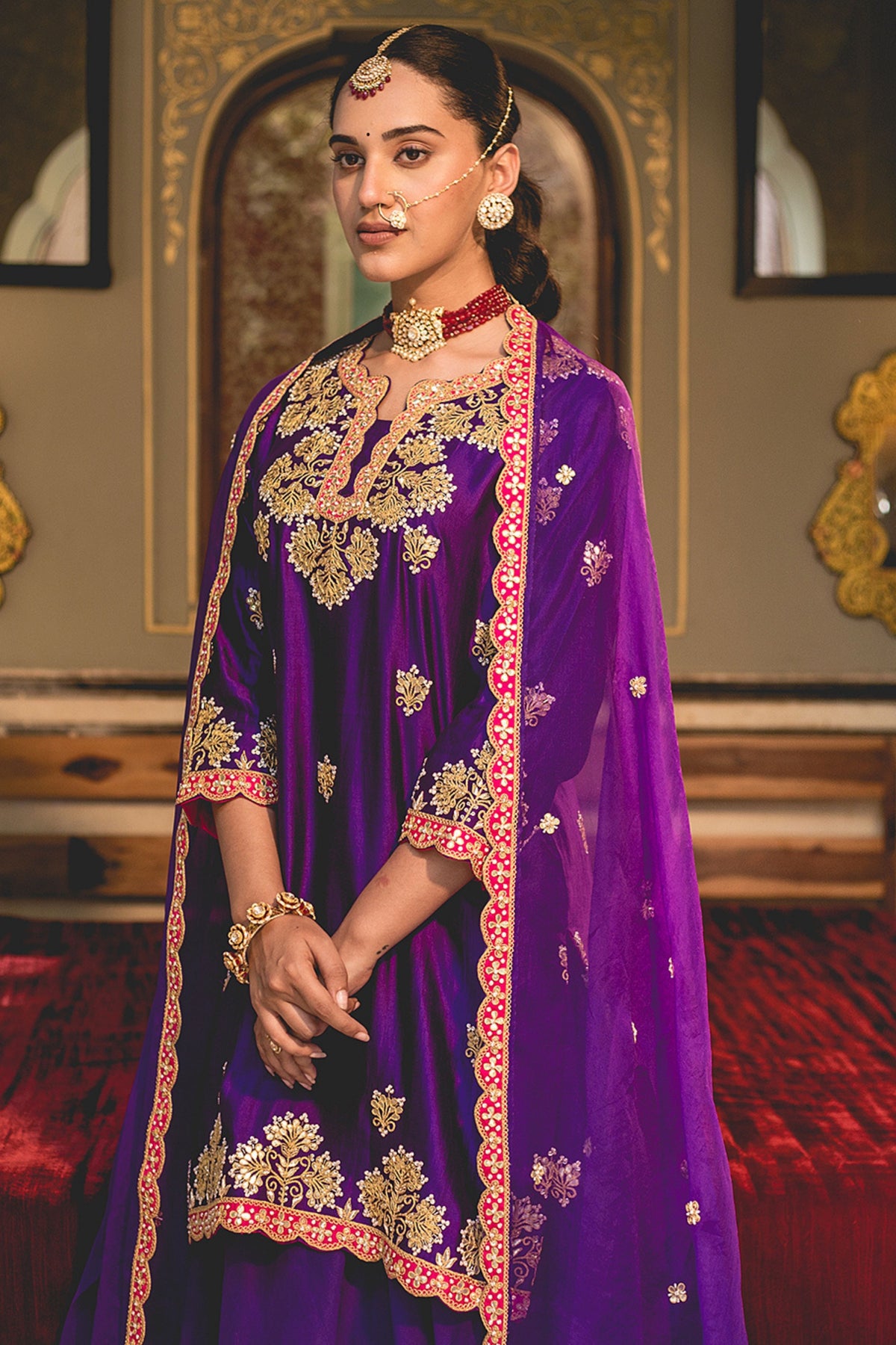 Purple Sharara Set