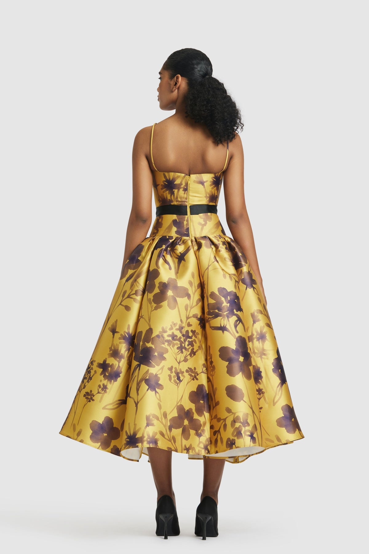 Mustard Corseted Midi Dress