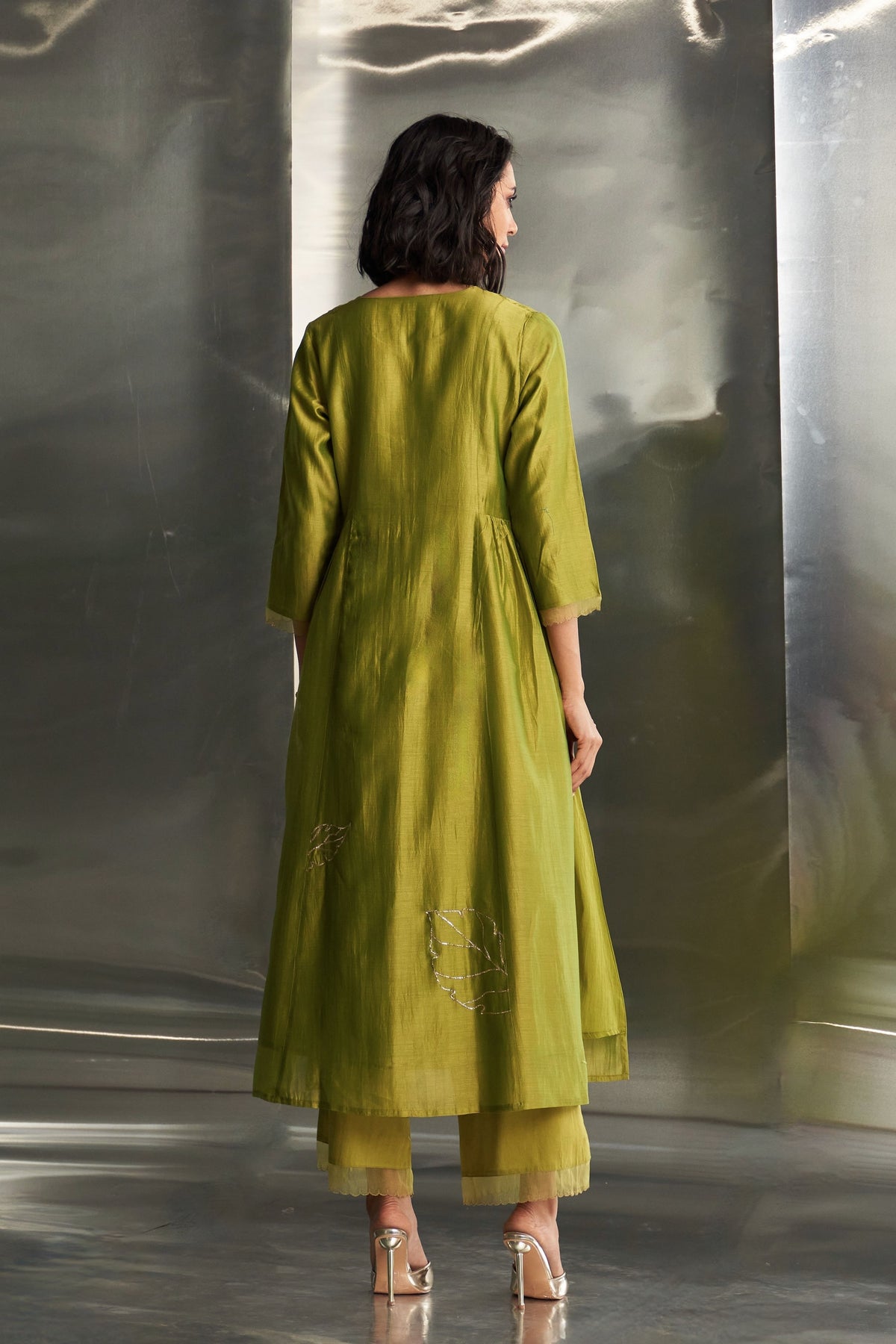 Berry Green Gathered Kurta Set