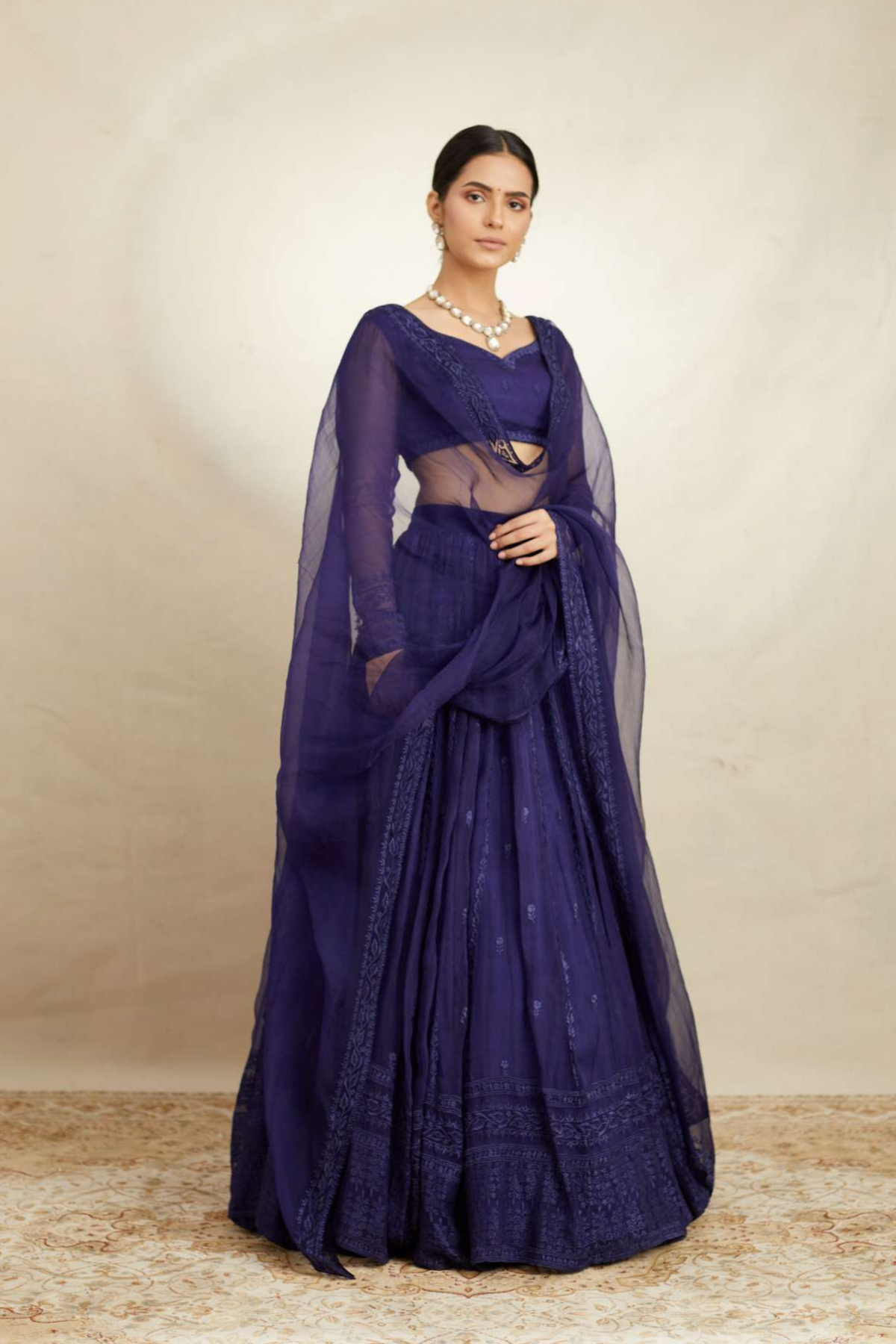 Purple Organza Lehenga Set