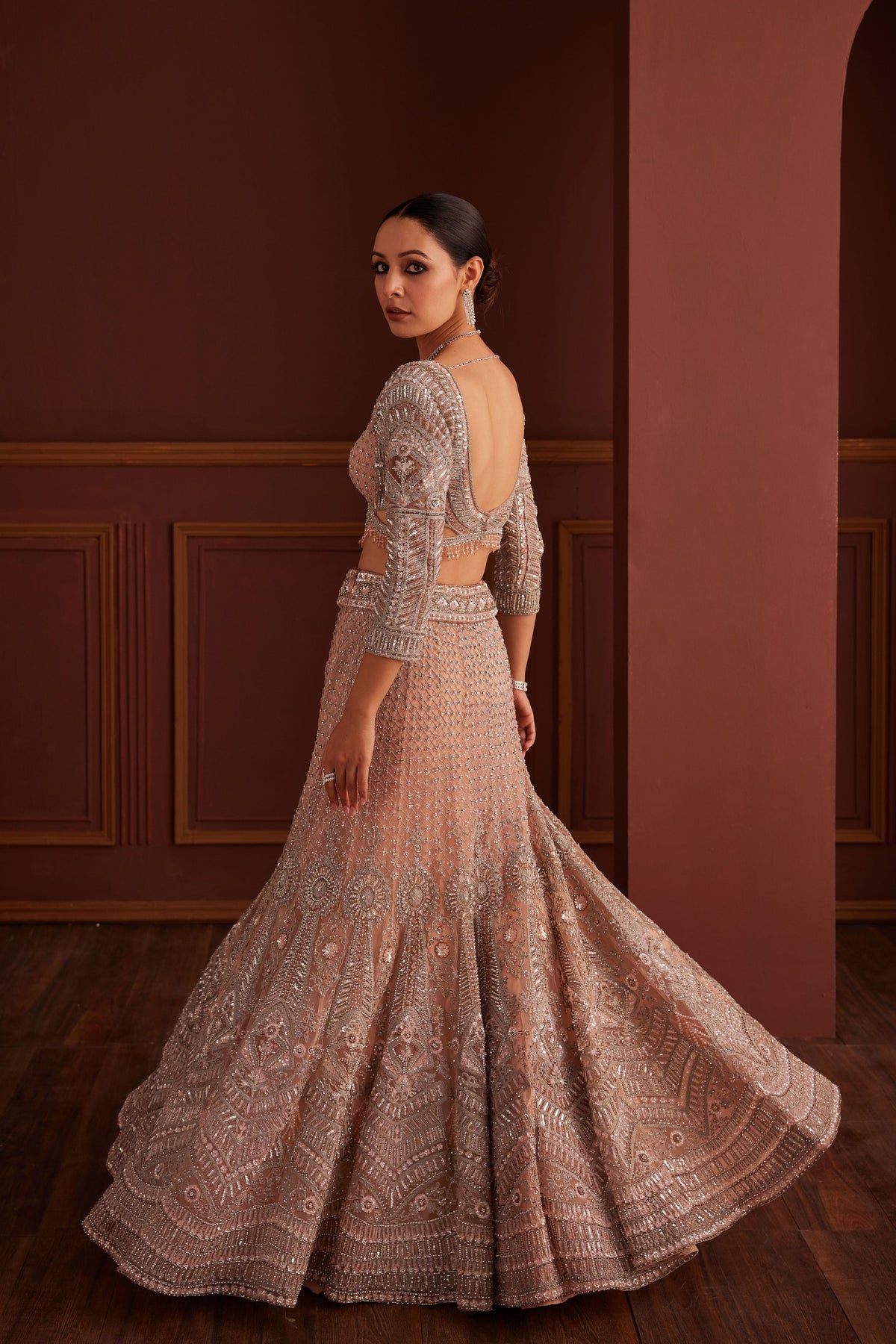 Nude Pink  Embellished Mermaid Lehenga