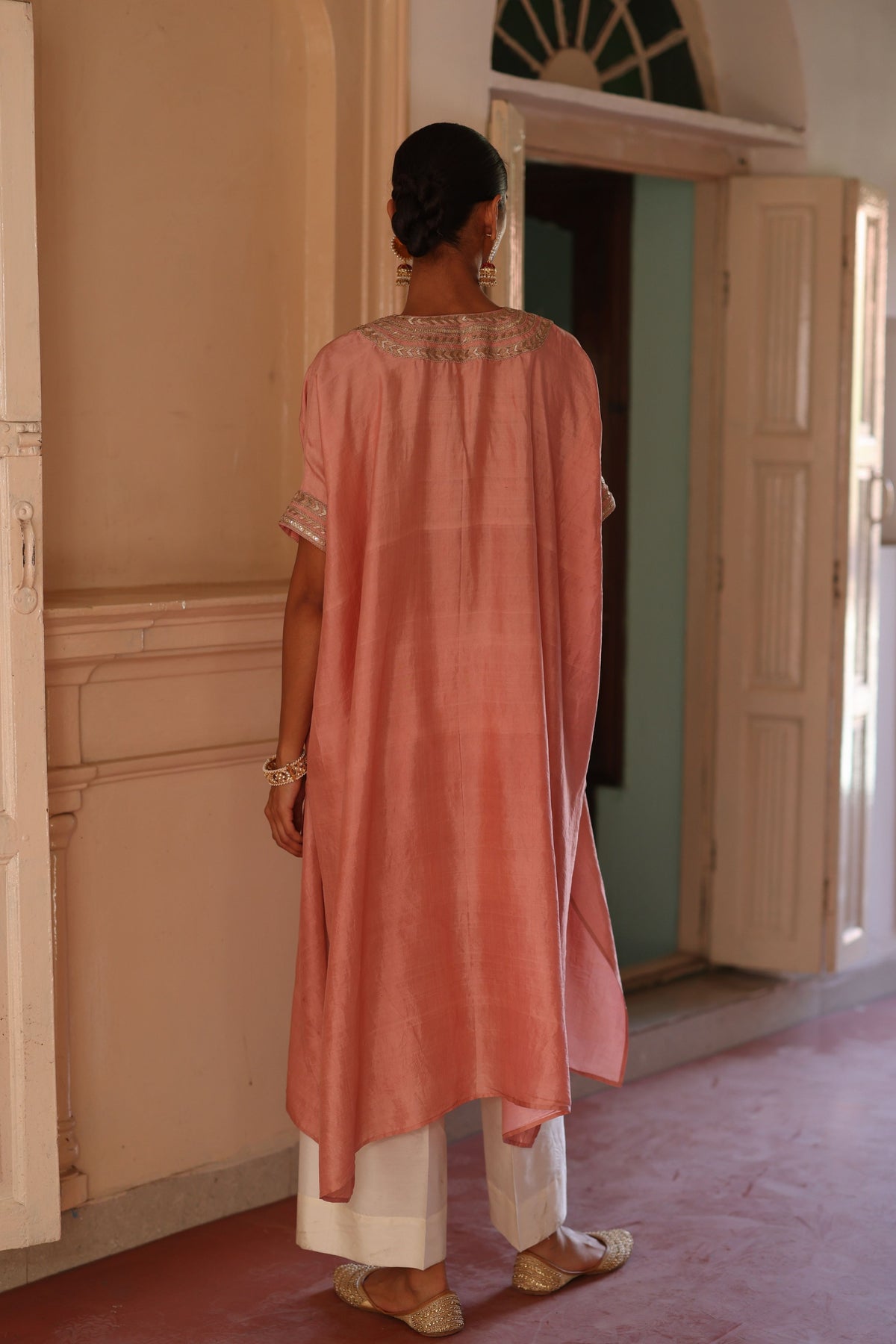 Pink Halfmoon Kaftan Set