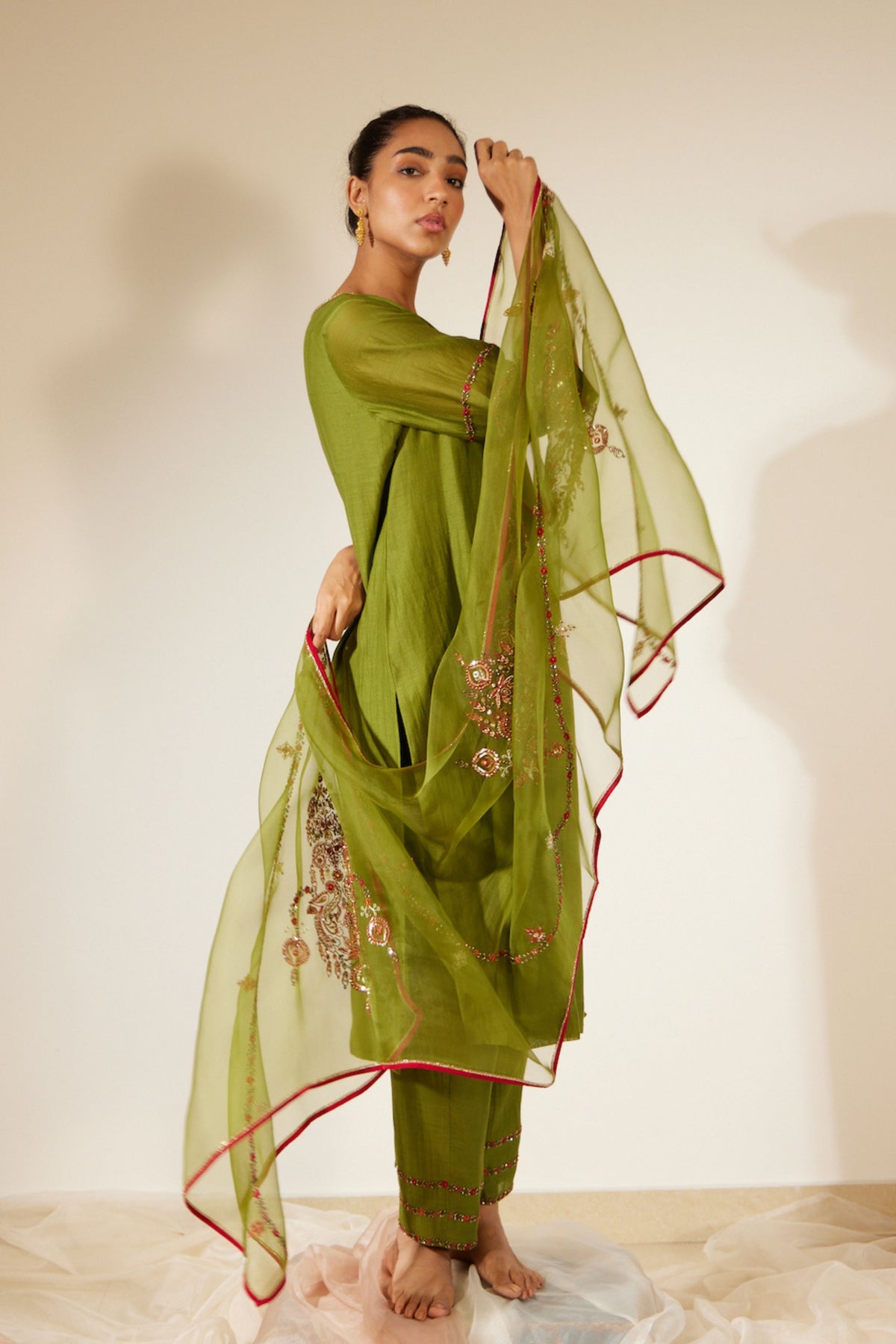 Green Dhuleti Dupatta