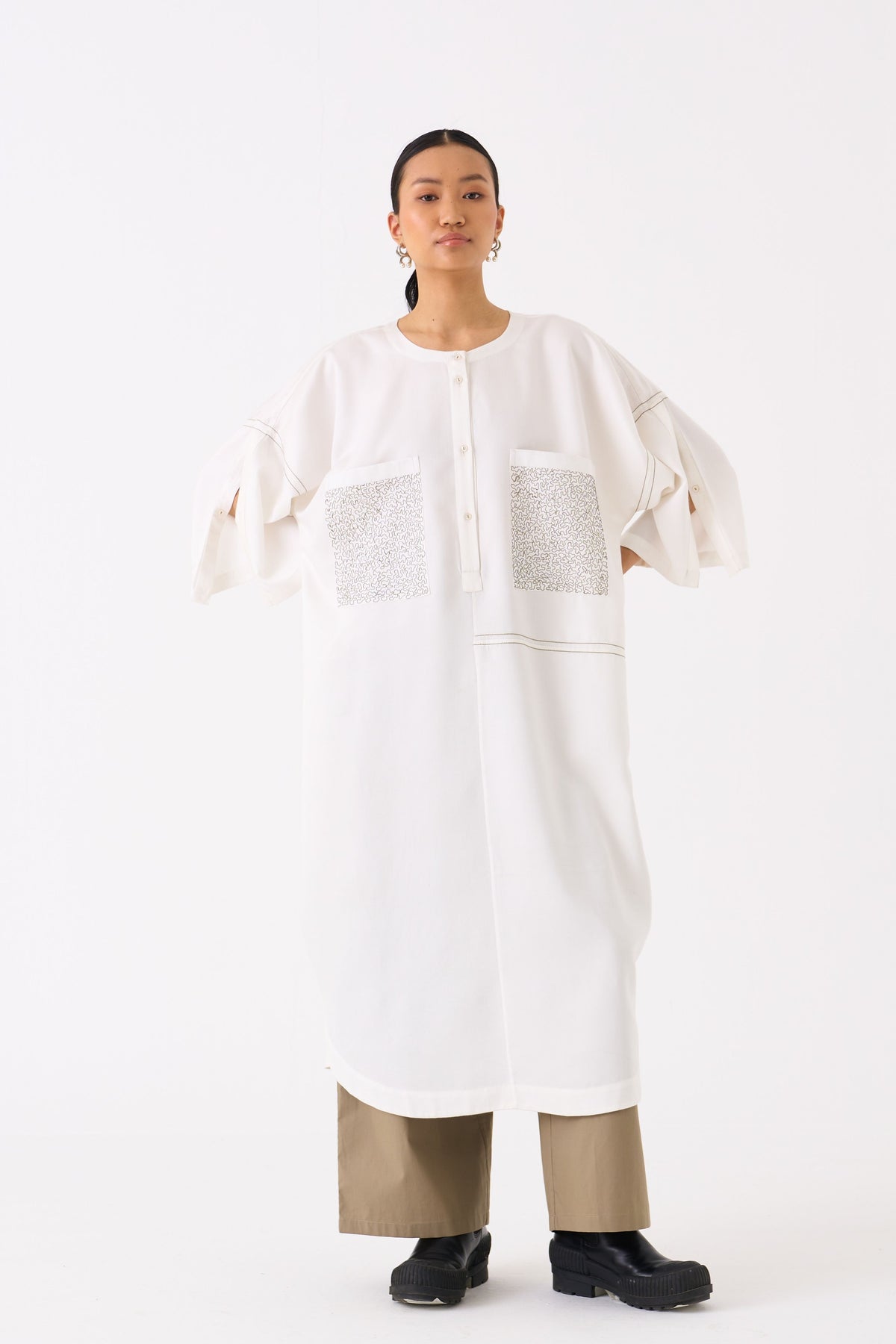 Ivory Patch Pocket Tunic Co-ord