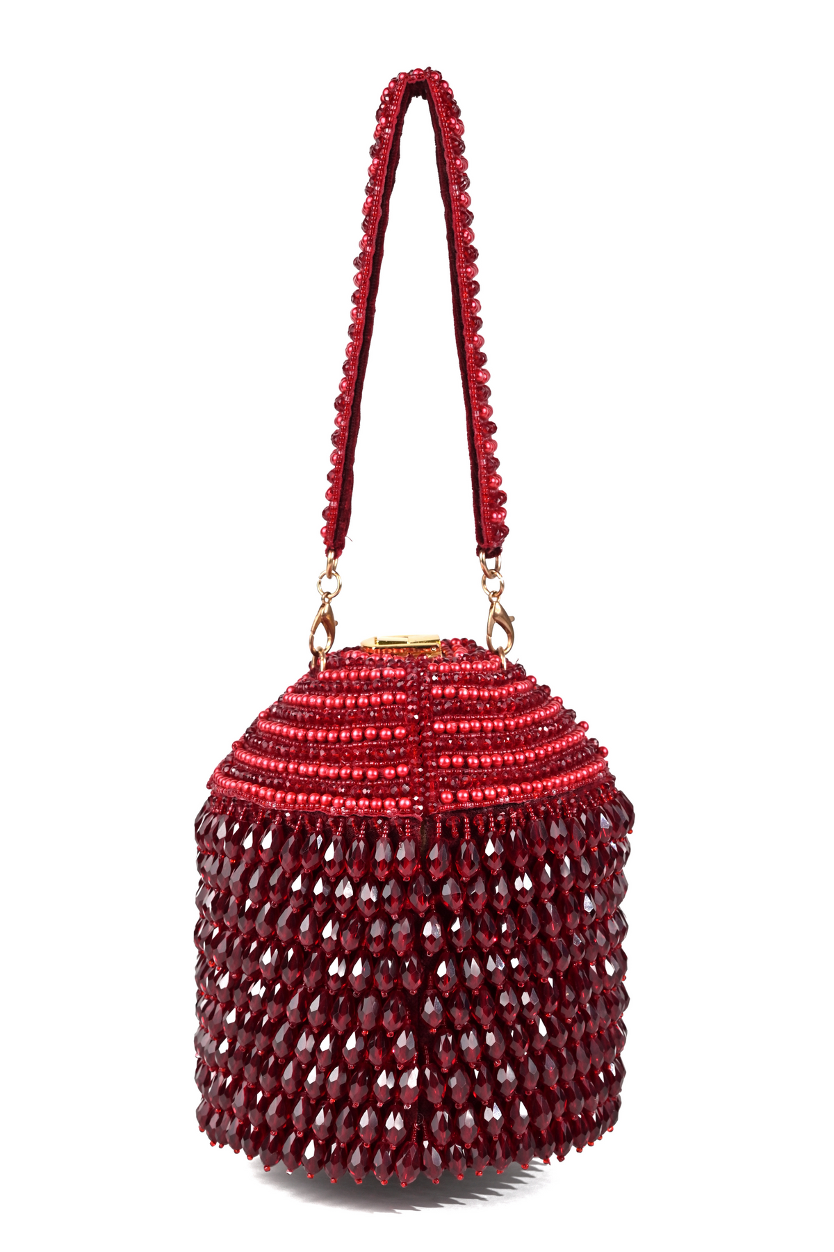 Diana Maroon Embellished Bucket Bag