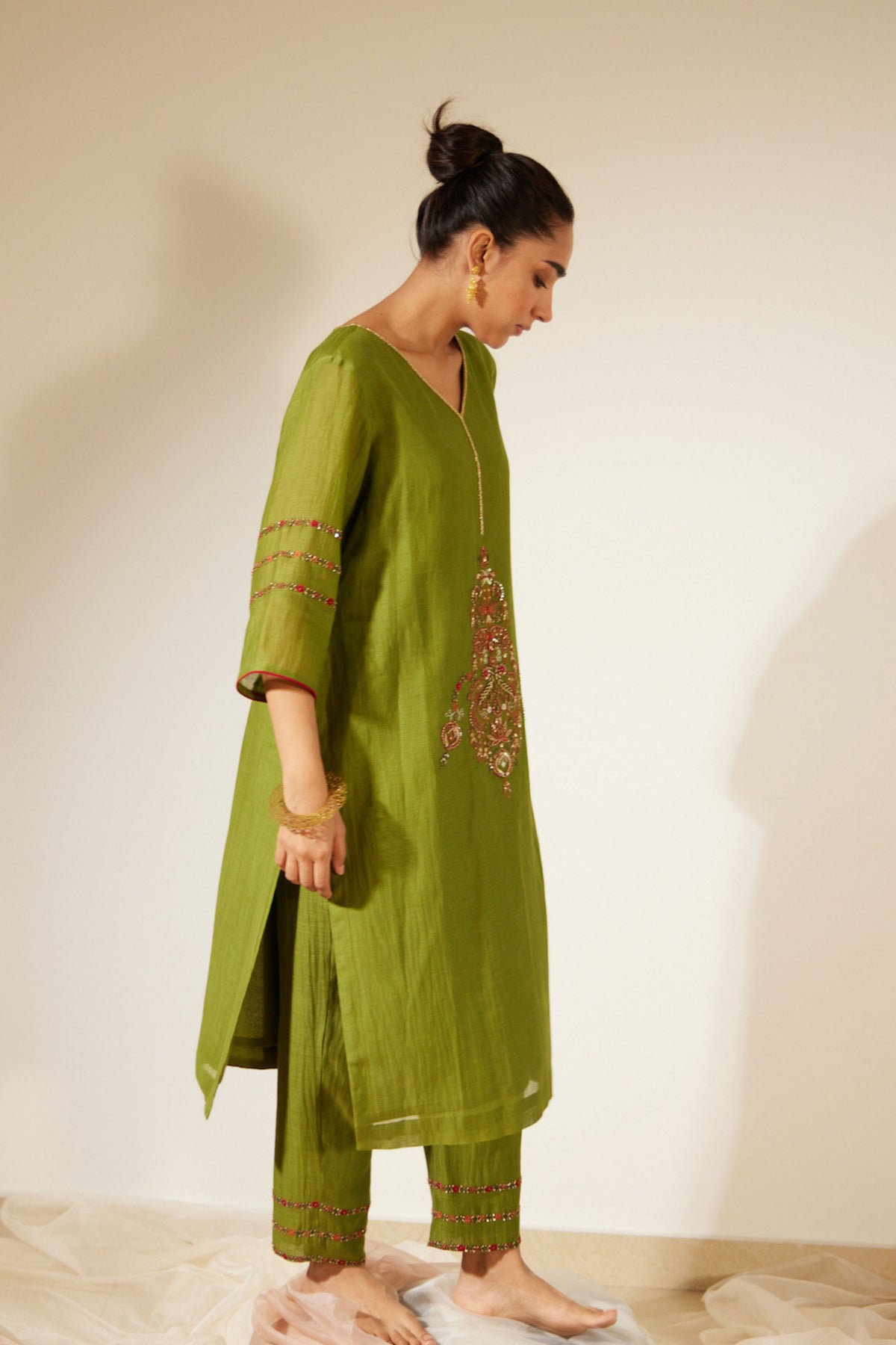 Green Dhuleti Kurta Set