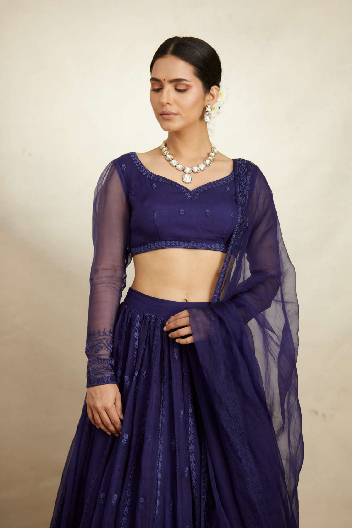 Purple Organza Lehenga Set