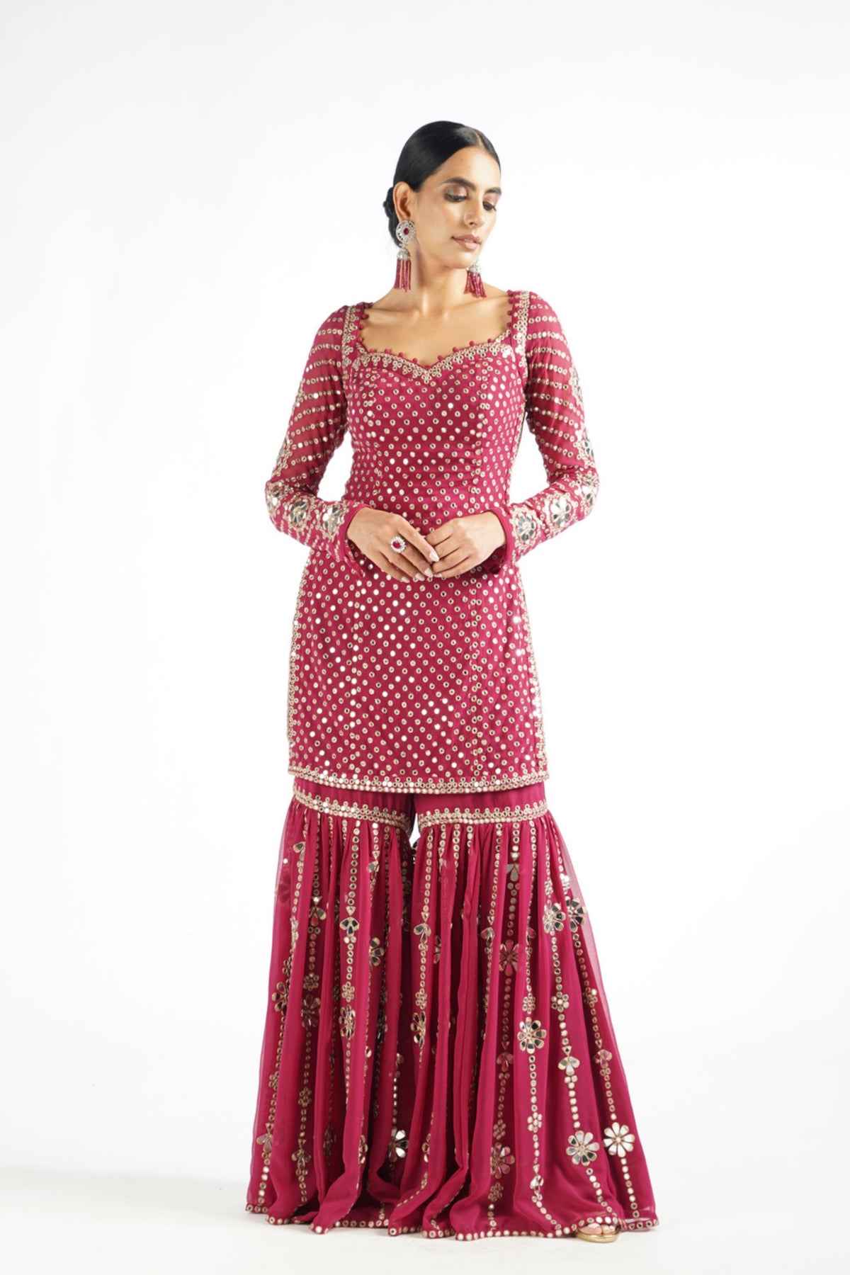 Mellow Wine Sharara Set