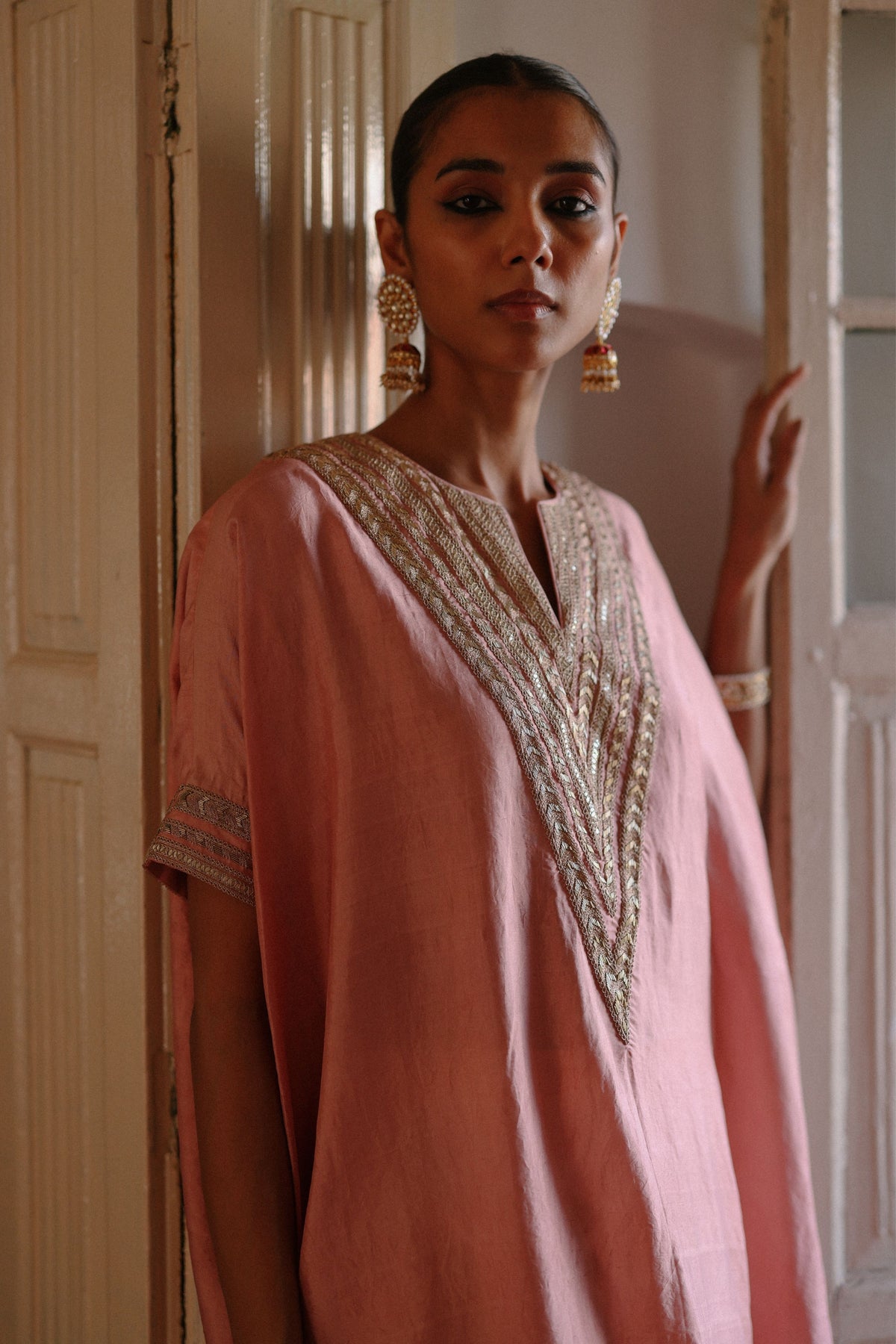 Pink Halfmoon Kaftan Set