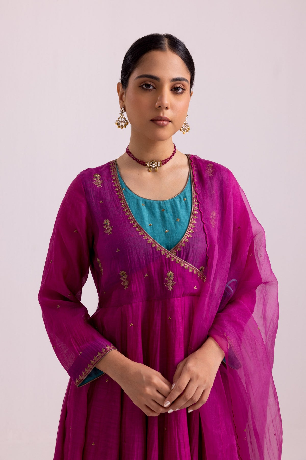 Ruhana Magenta Anarkali Set