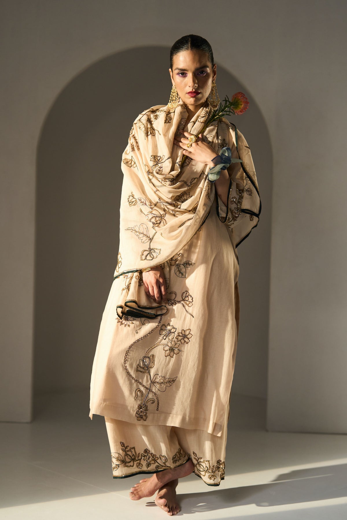 Cream Basant Kurta