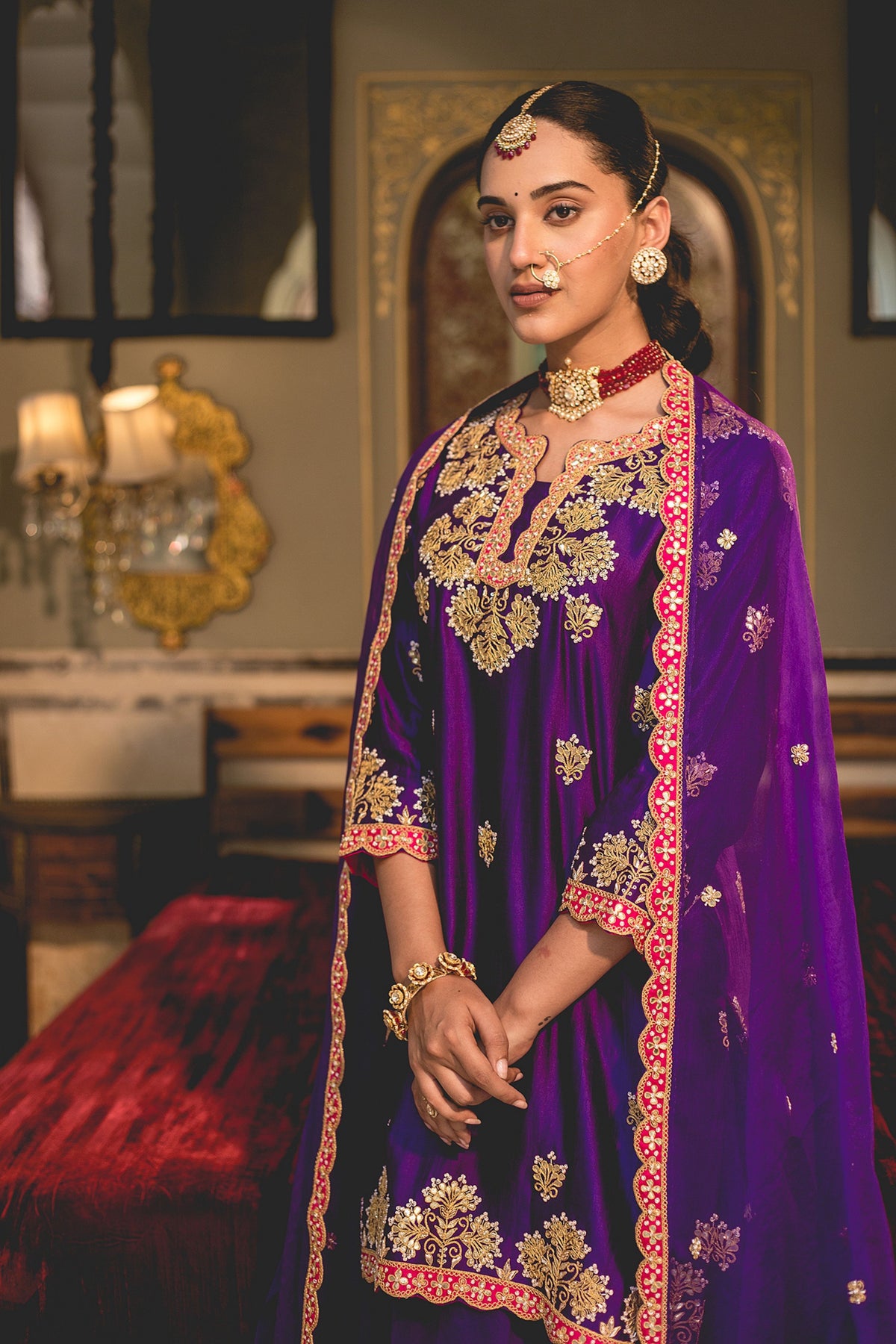 Purple Sharara Set