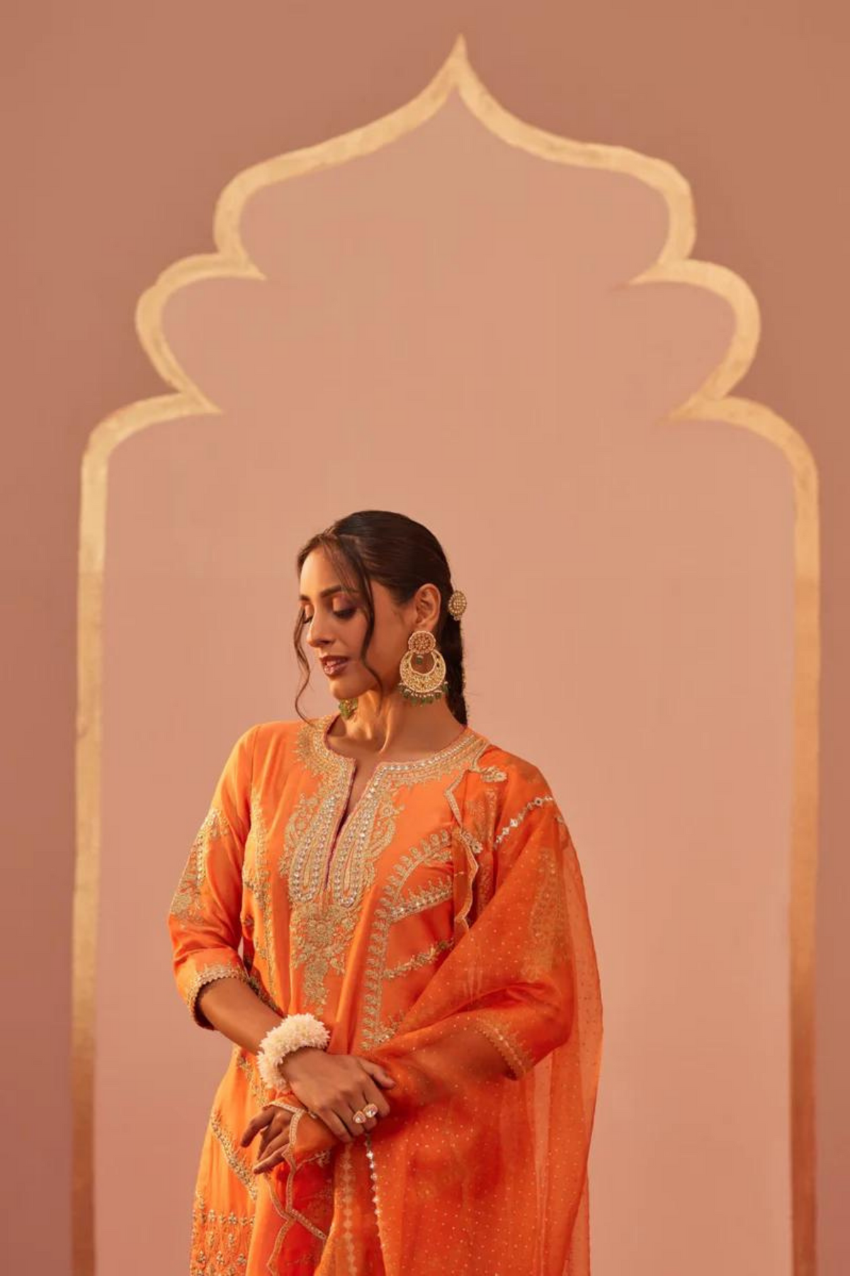 Rashida Orange Kurta Set