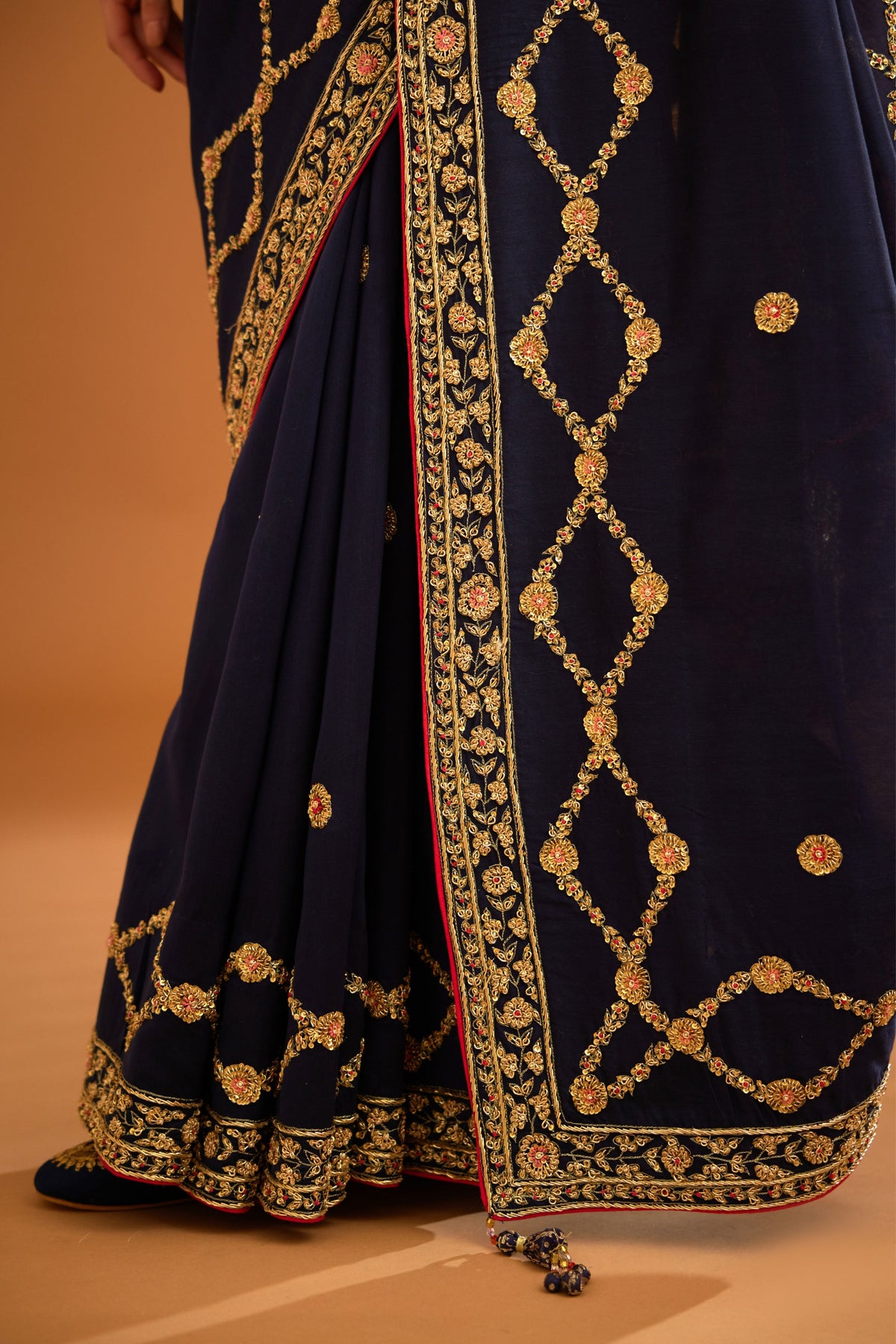 Dark navy blue Saree set