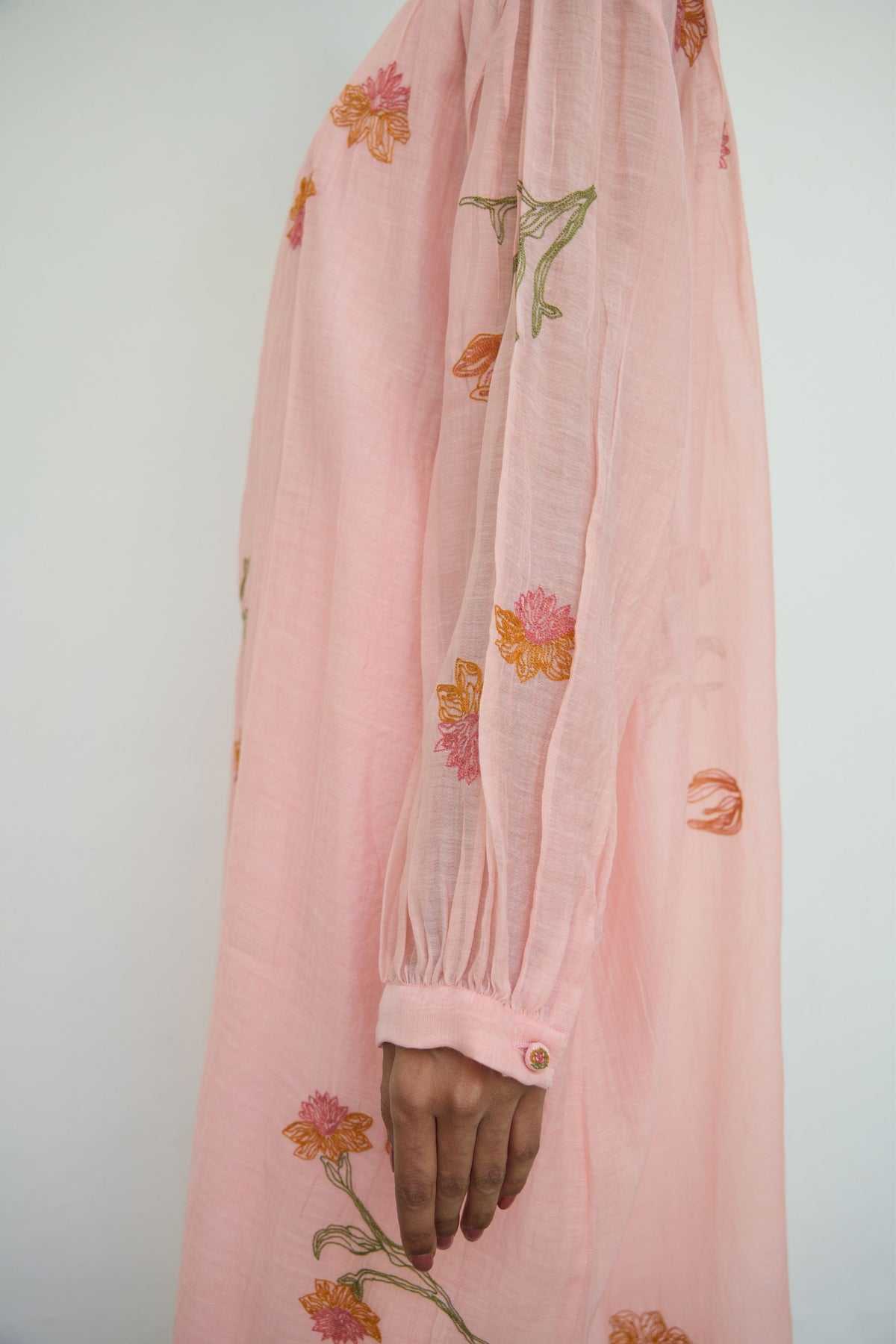 Embroidered Pink Chanderi Tunic