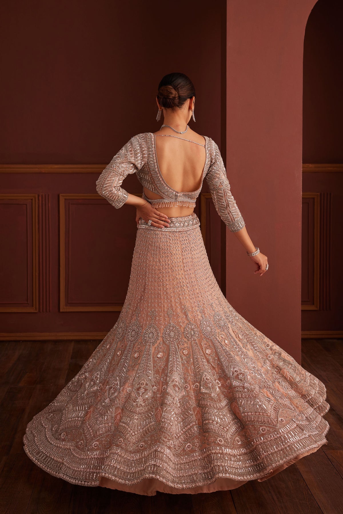 Nude Pink  Embellished Mermaid Lehenga