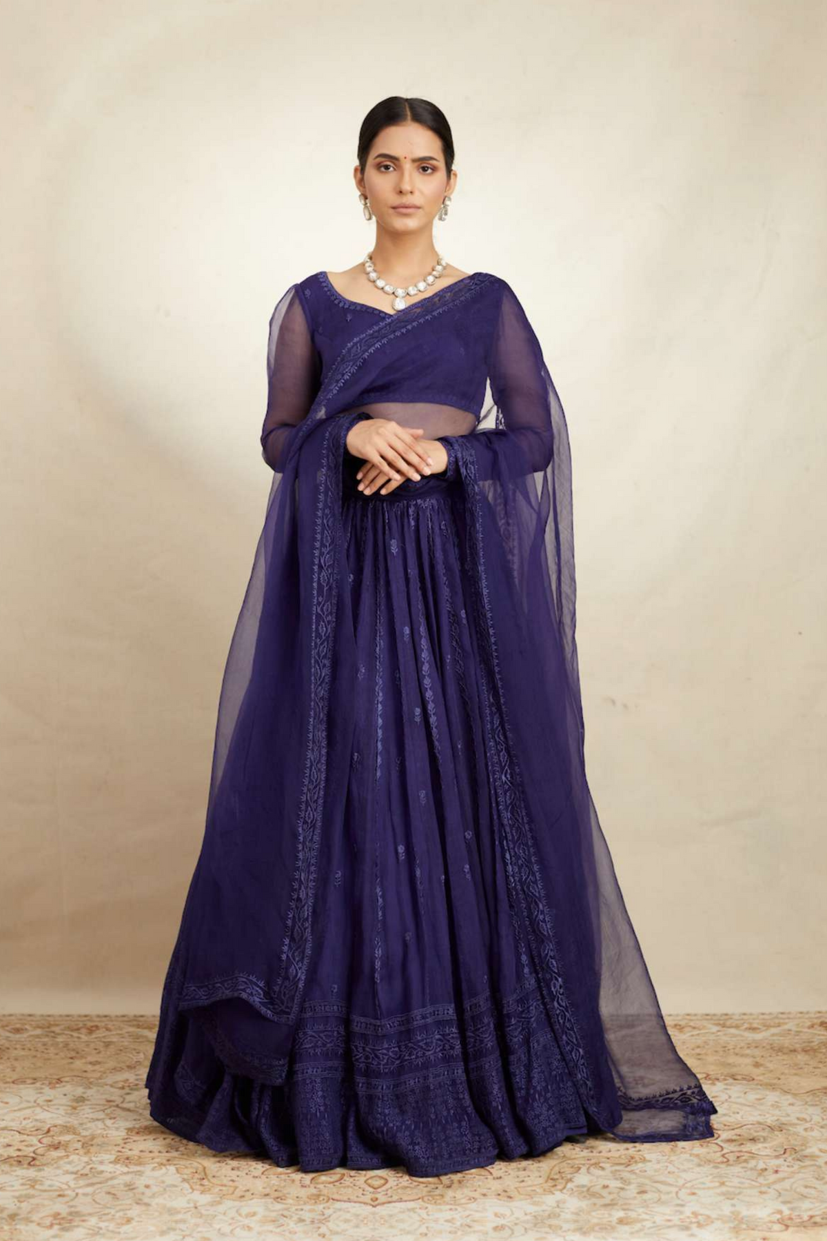 Purple Organza Lehenga Set