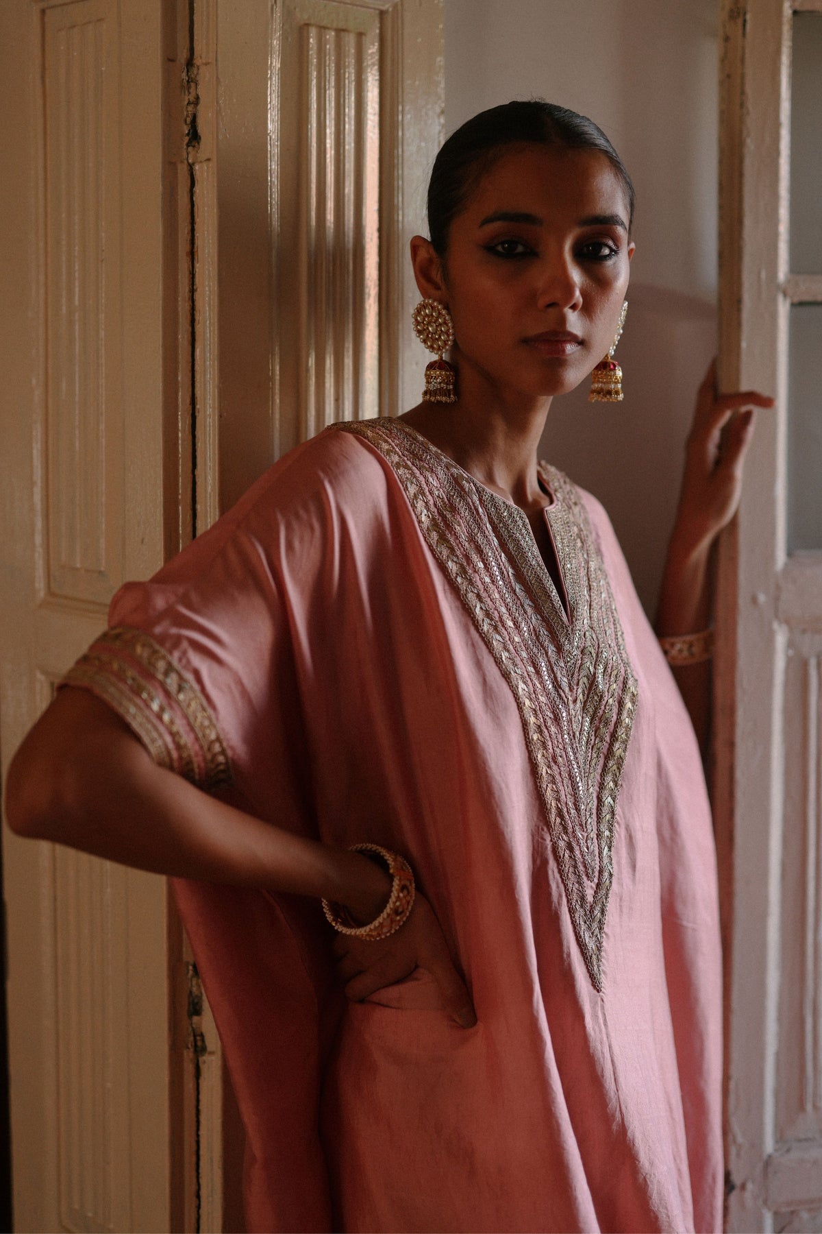 Pink Halfmoon Kaftan Set