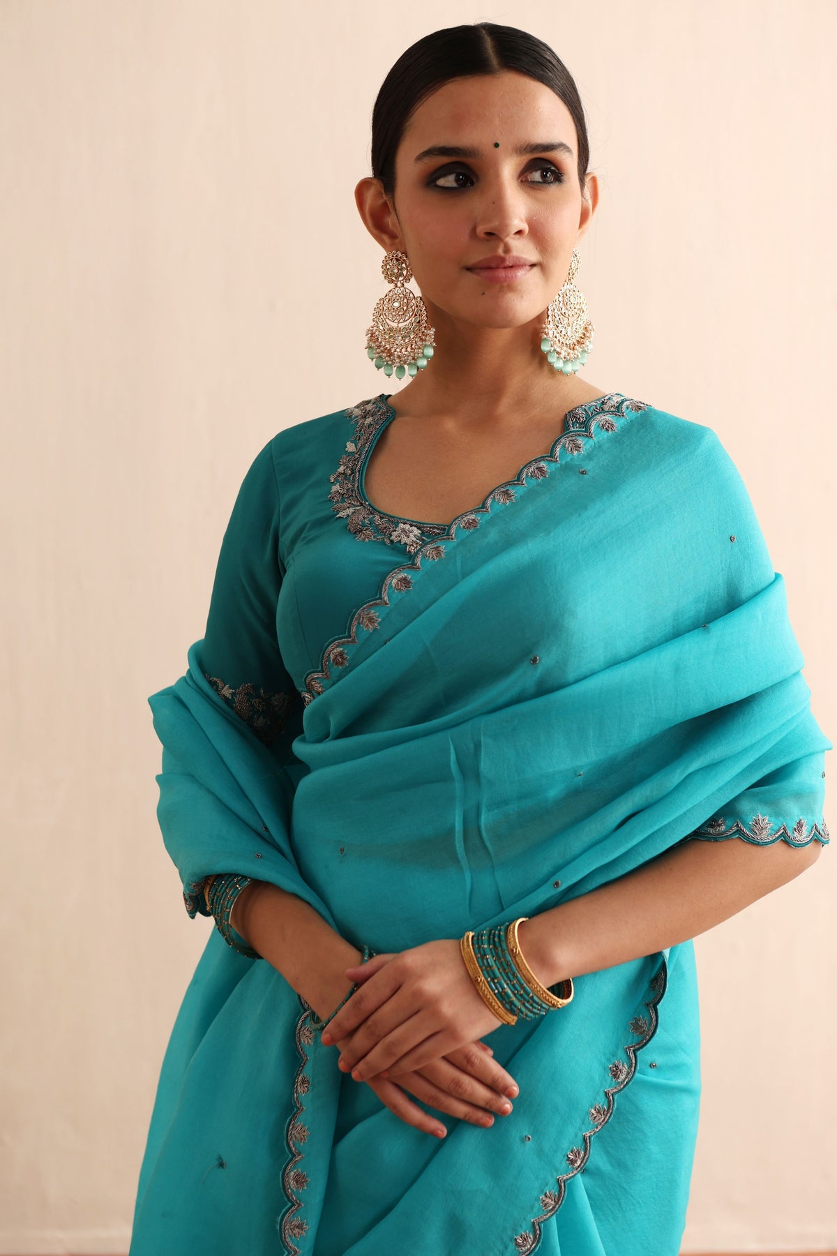 Blue Bird Saree Set