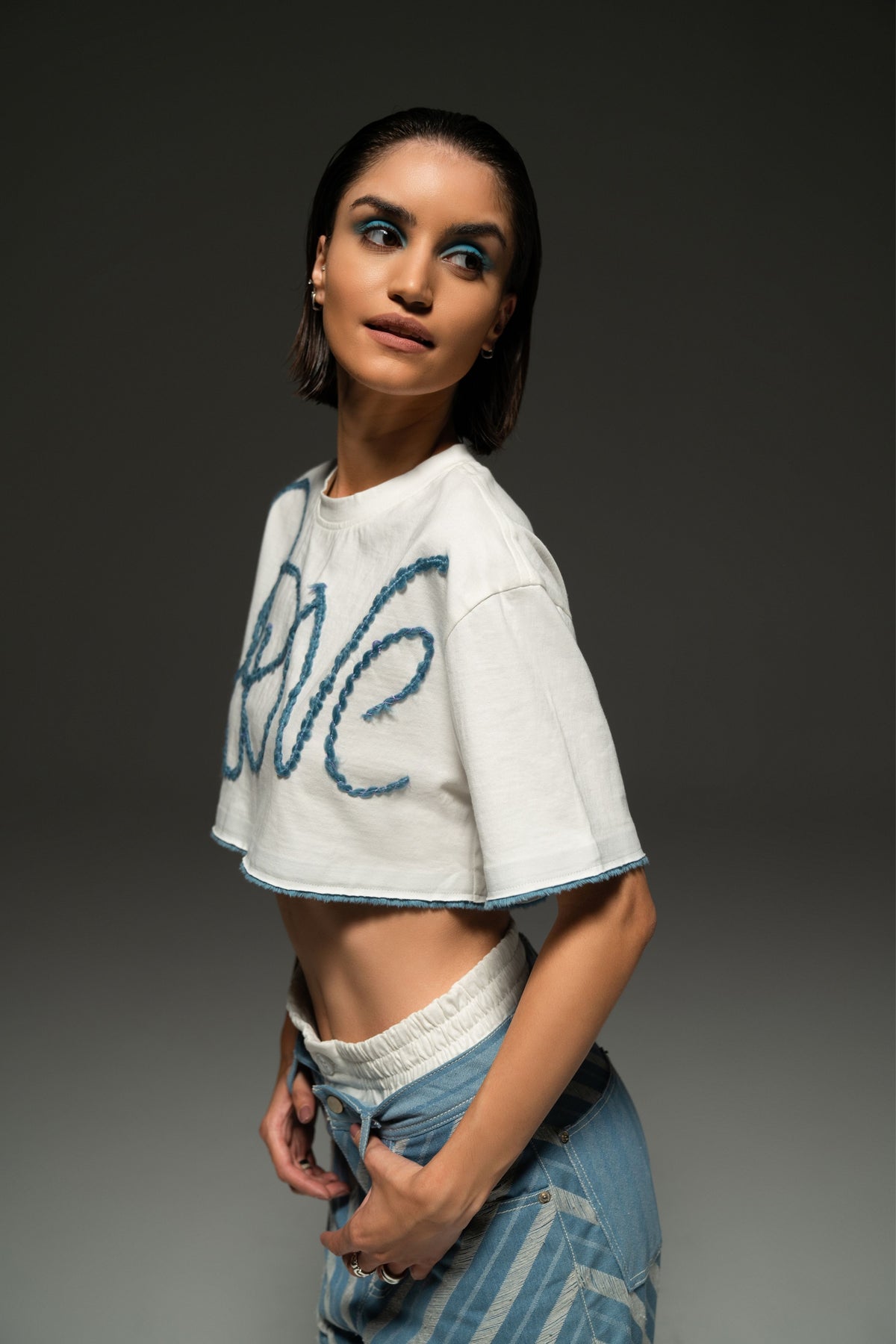 Love&quot; Embroidered Crop T-shirt