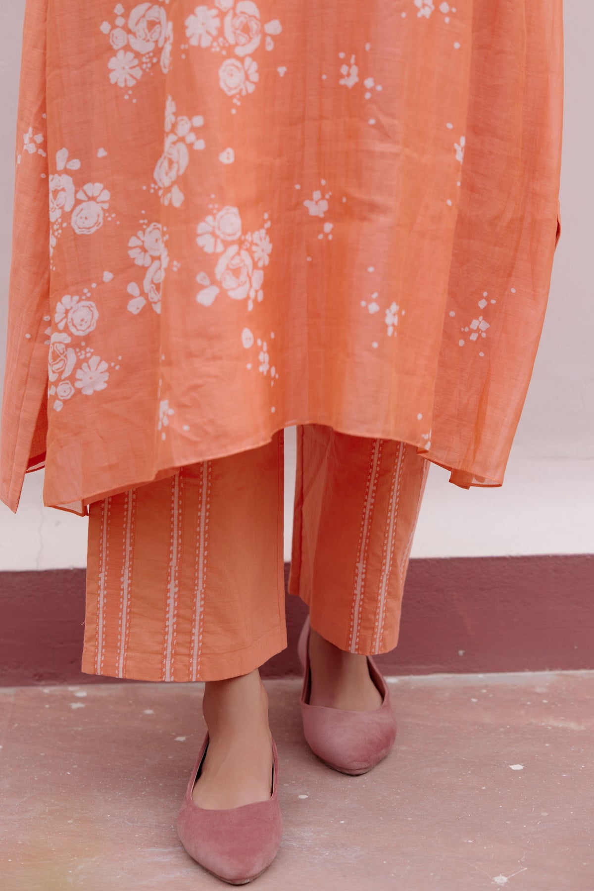 Tangerine Printed Tunic Set