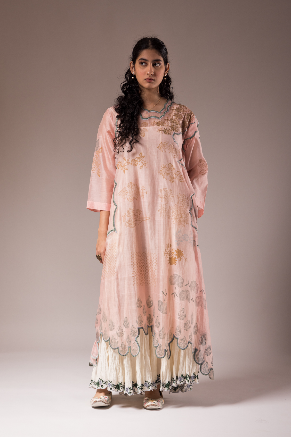 Baby Pink Handblock Printed Dress