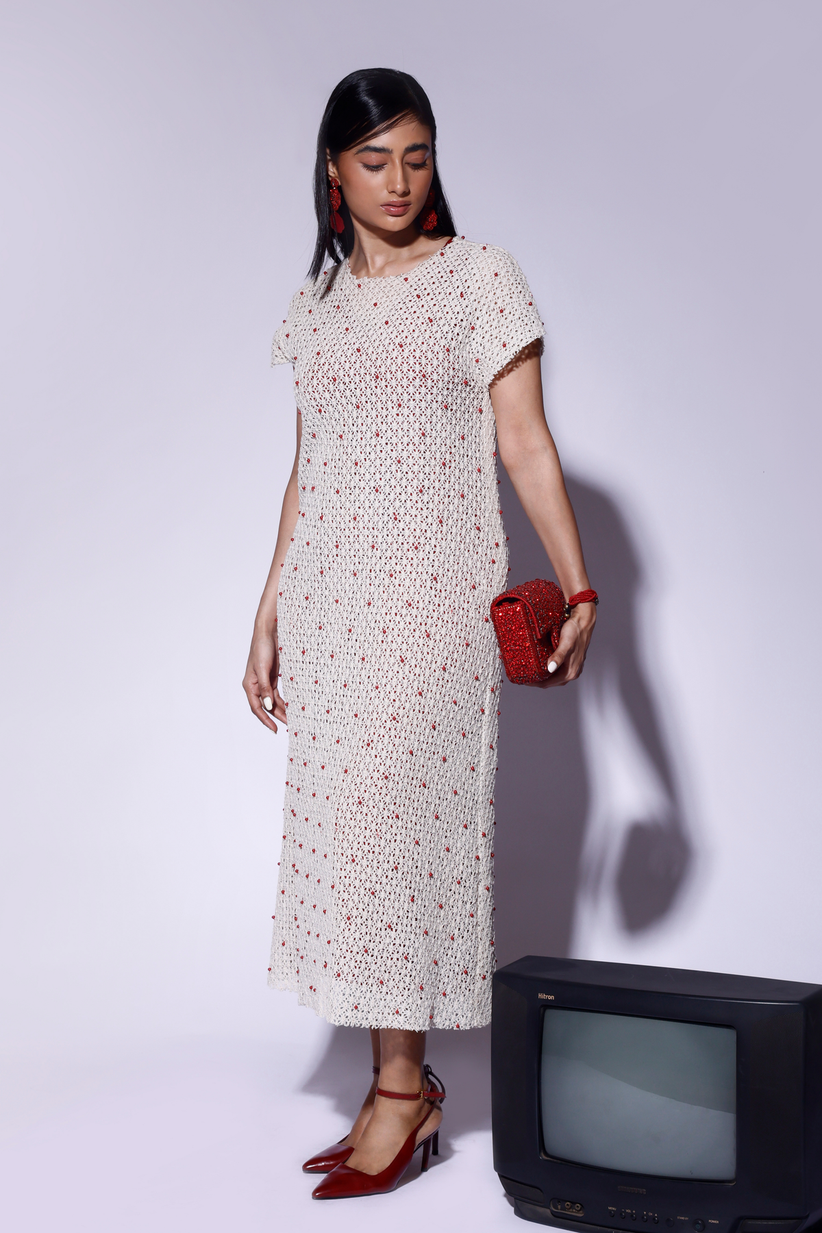 Pearl Cotton Net Dress