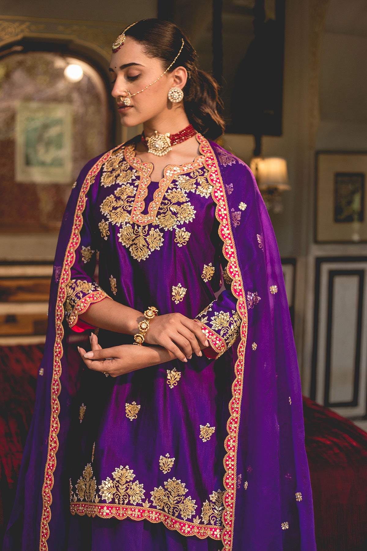 Purple Sharara Set