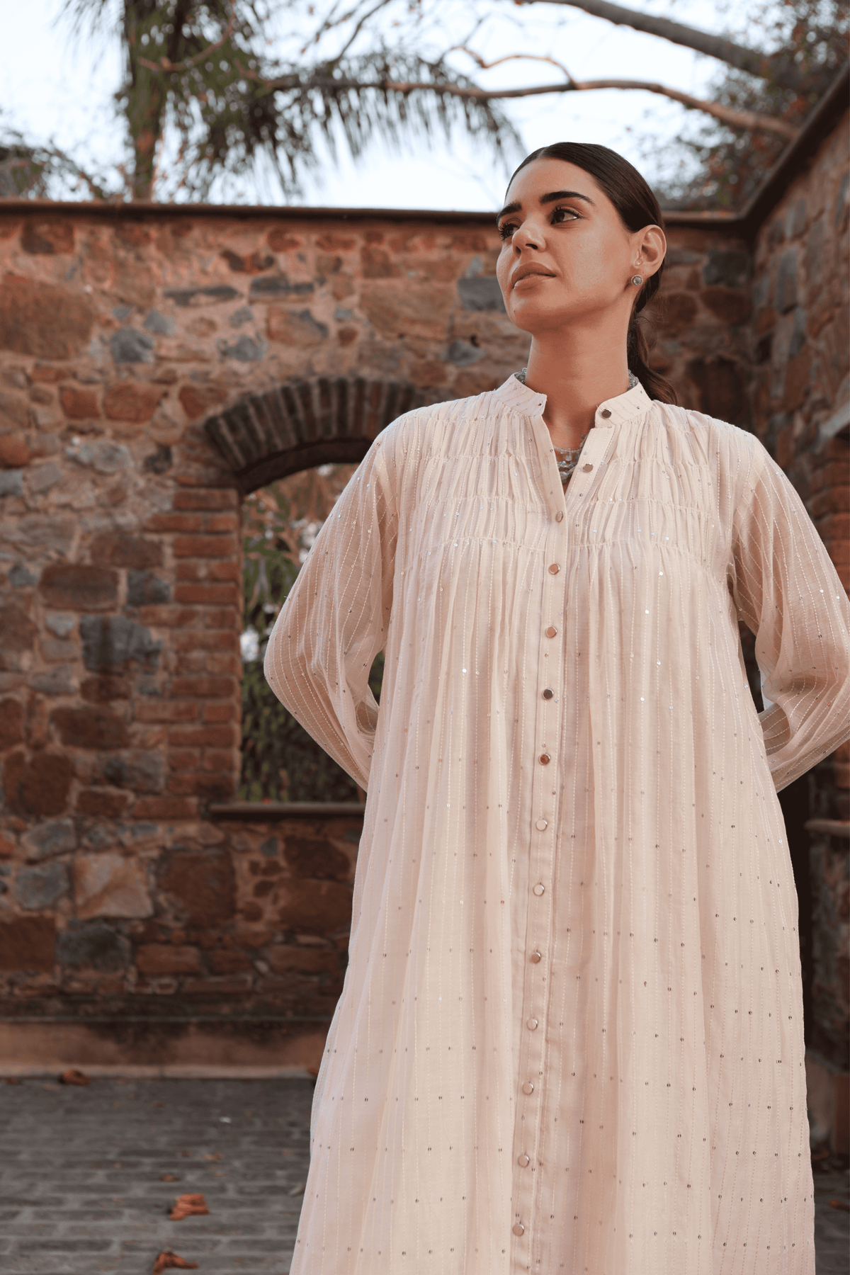 Ivory Collared Kurta And Pant