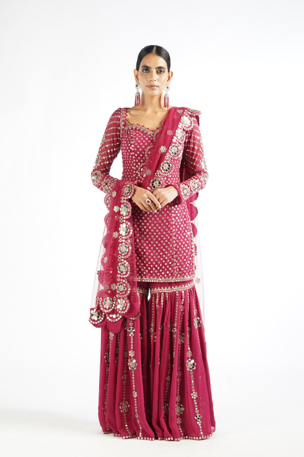 Mellow Wine Sharara Set