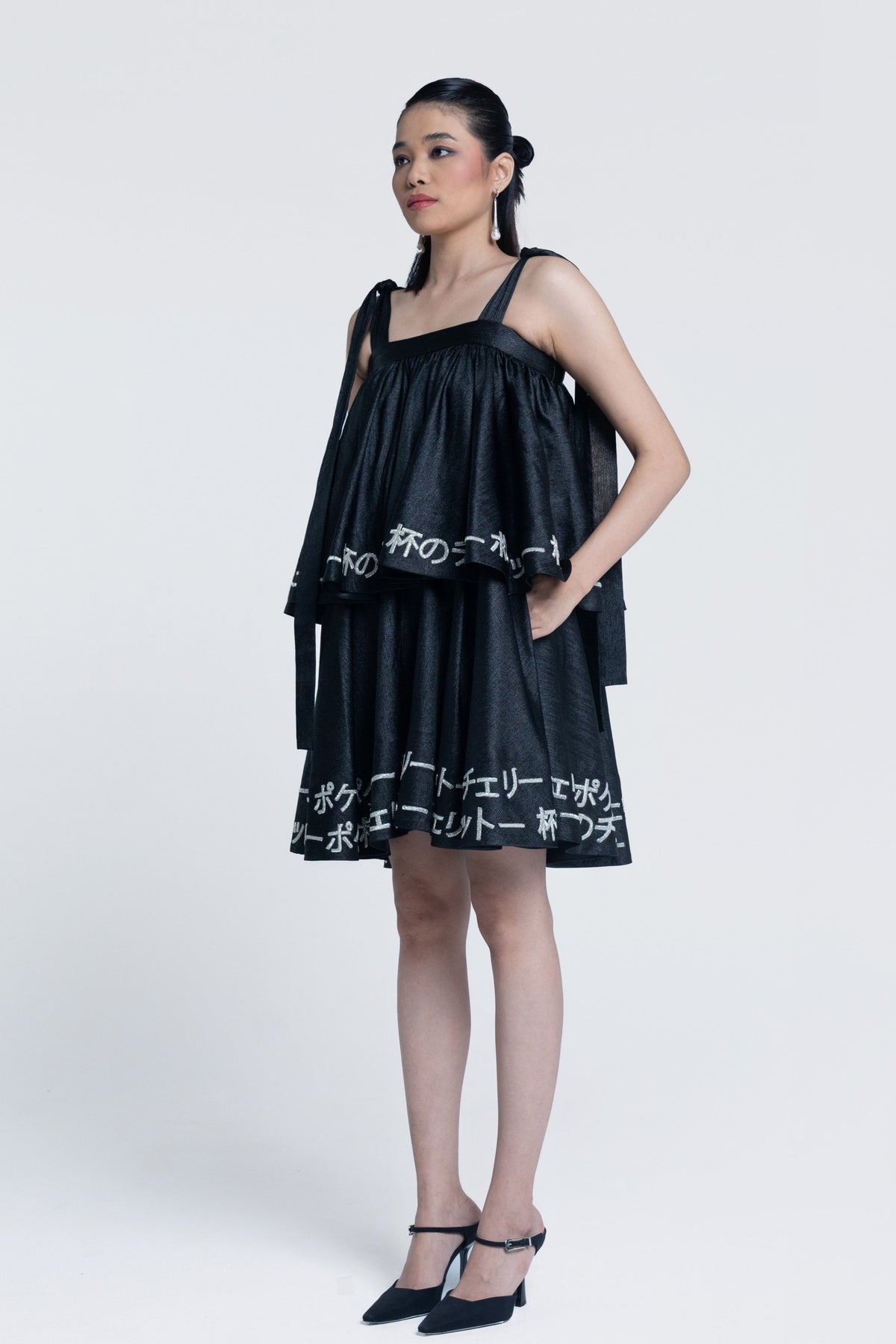 Midnight Sheen Tiered Dress