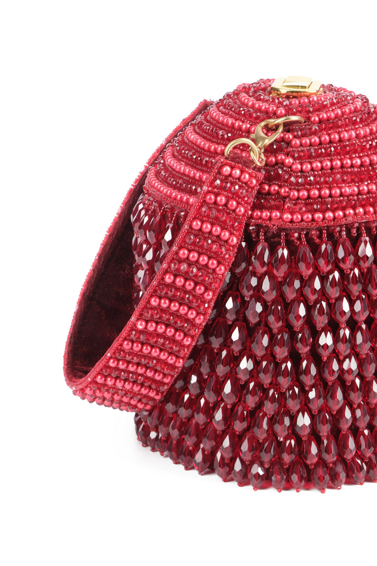 Diana Maroon Embellished Bucket Bag