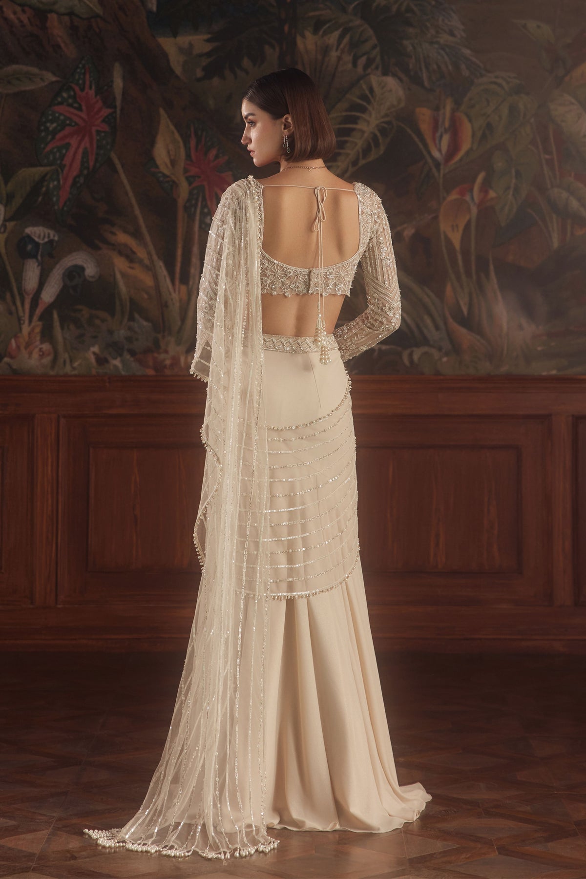 Perseus Ivory Draped Saree