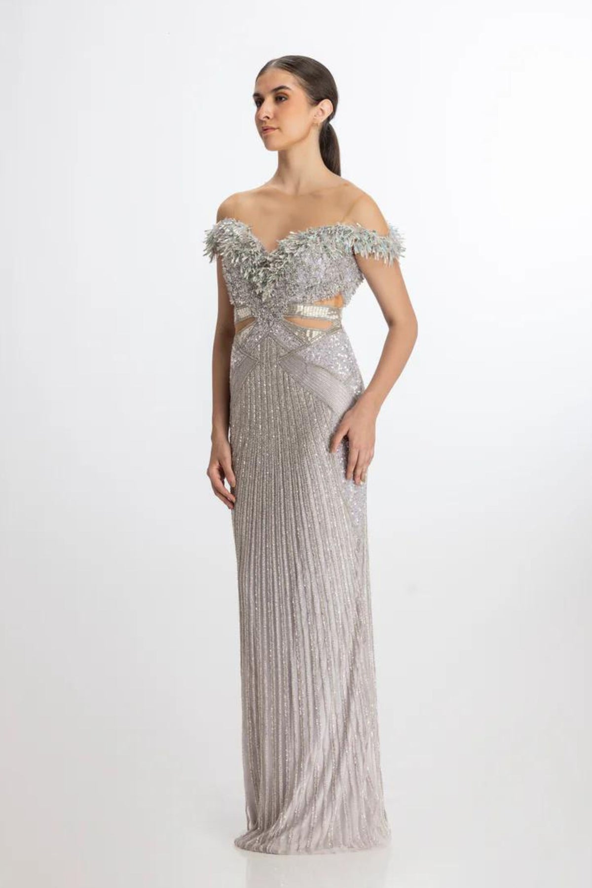 Metallic lilac cut-out gown