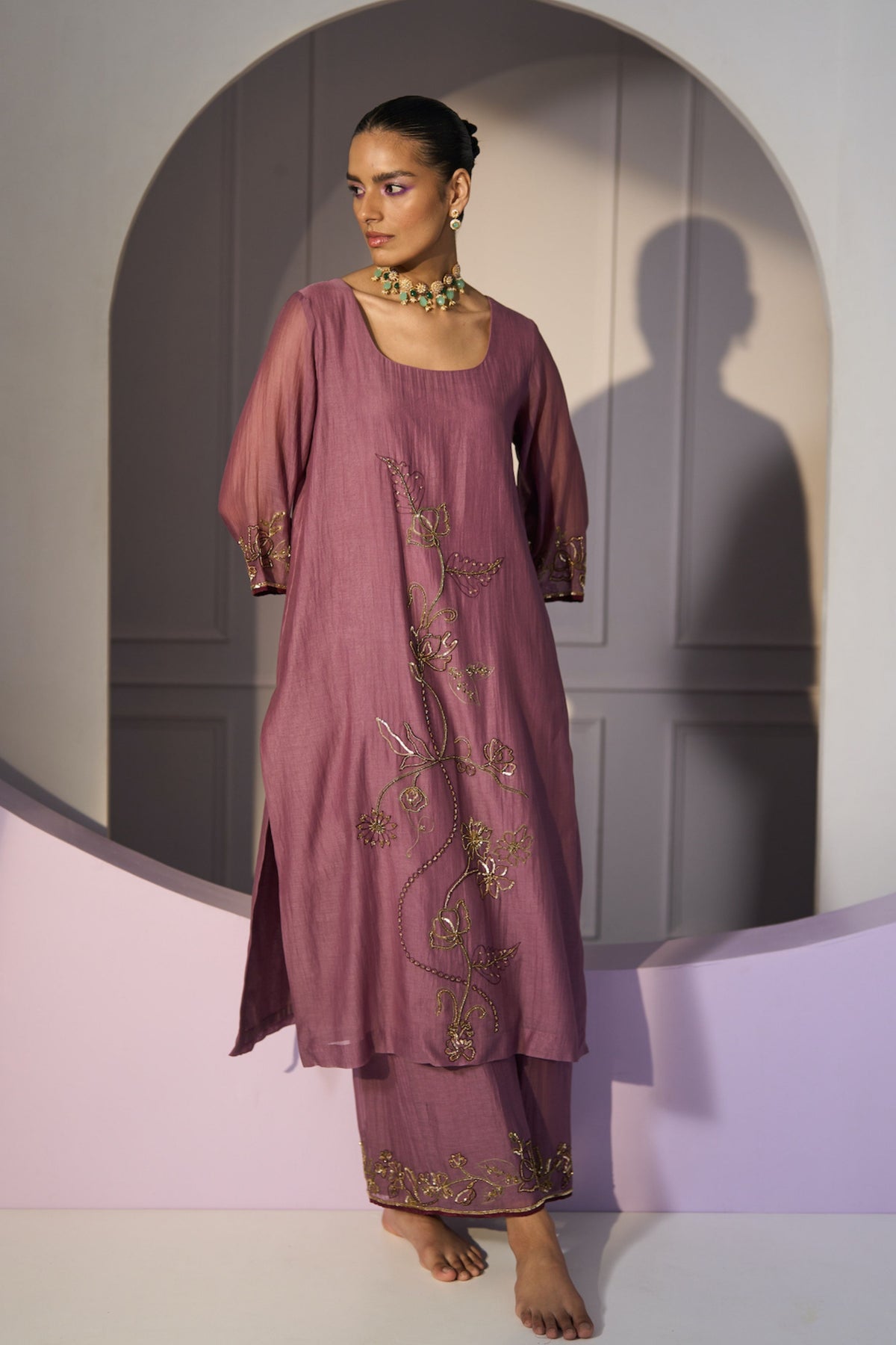 Purple Basant Kurta