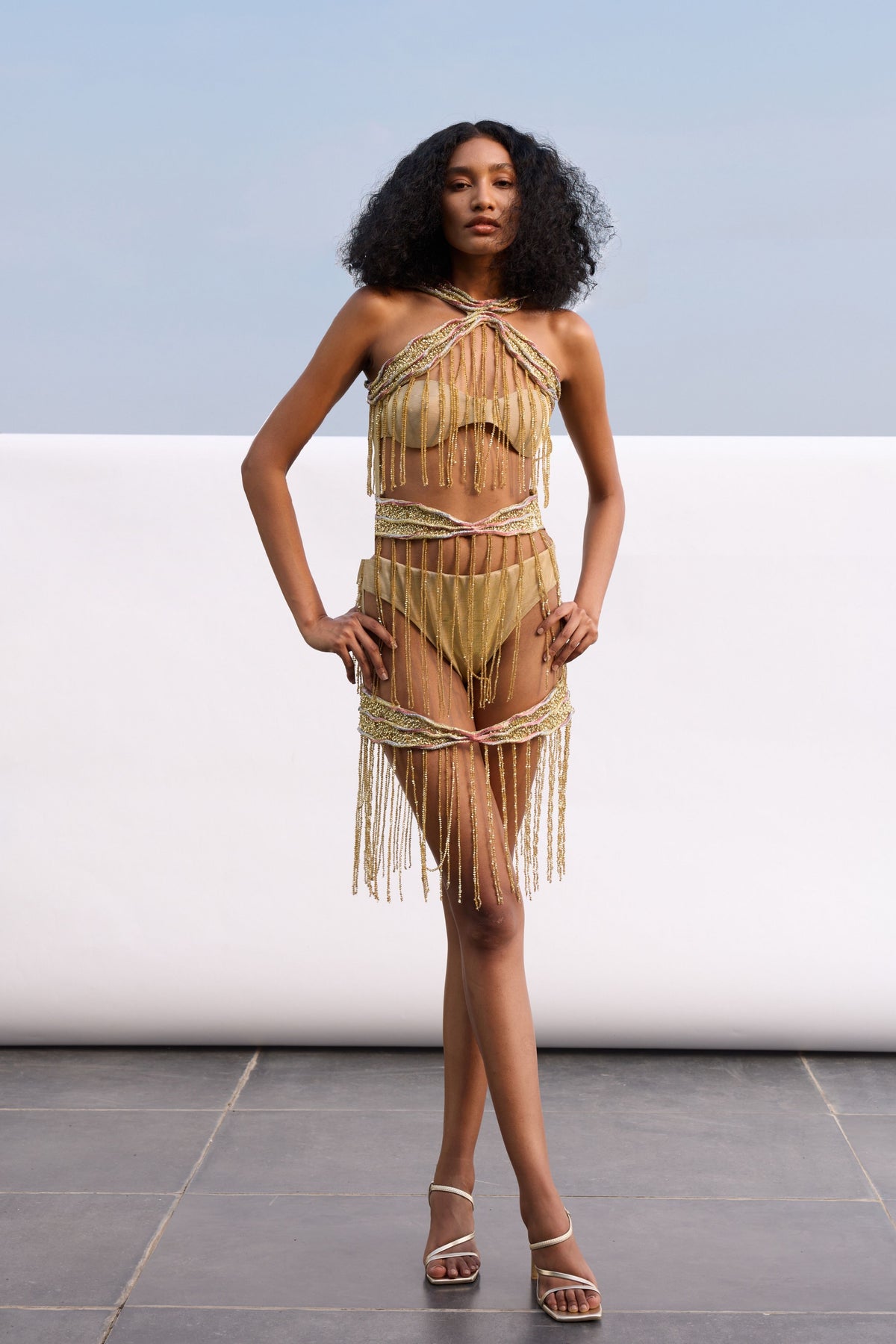 Metallic Cords Fringe Dress