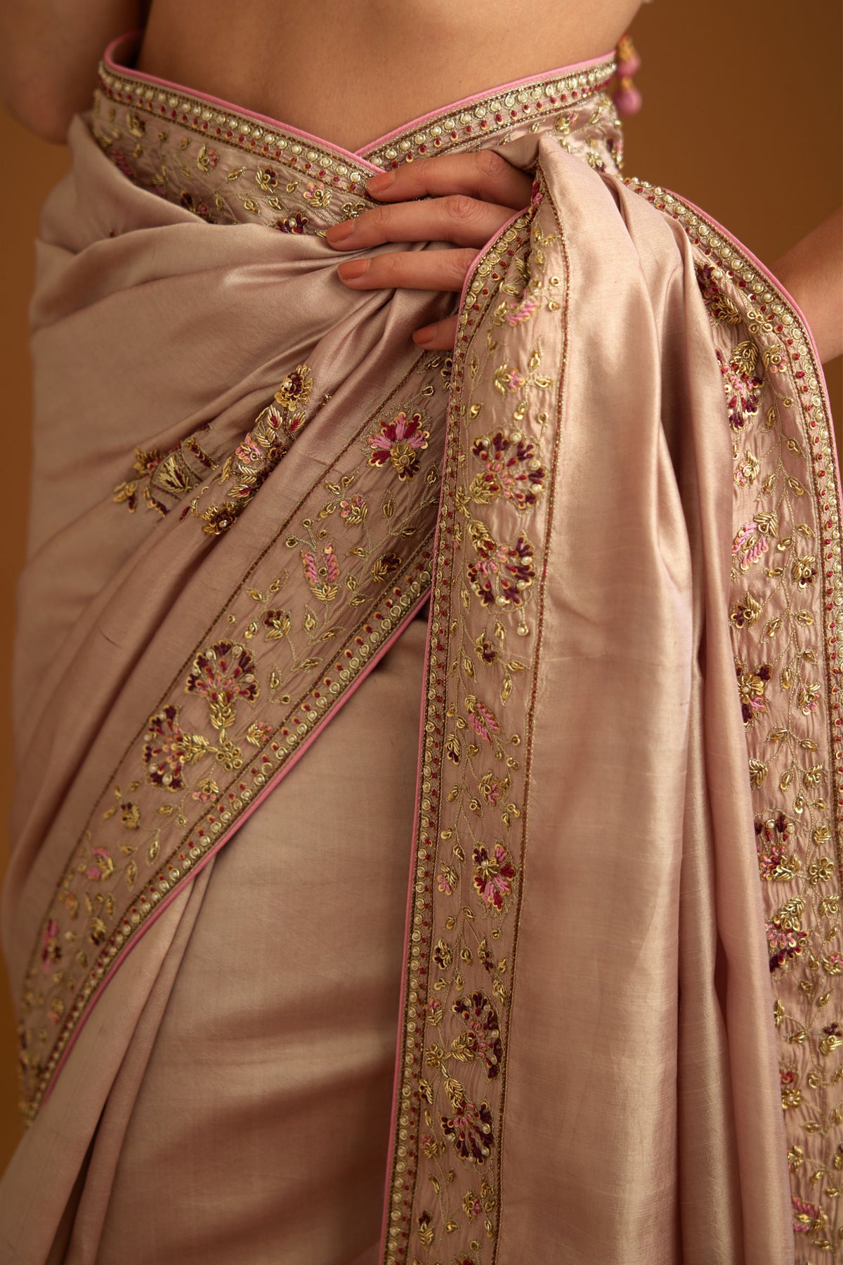 Whisper pink Saree set