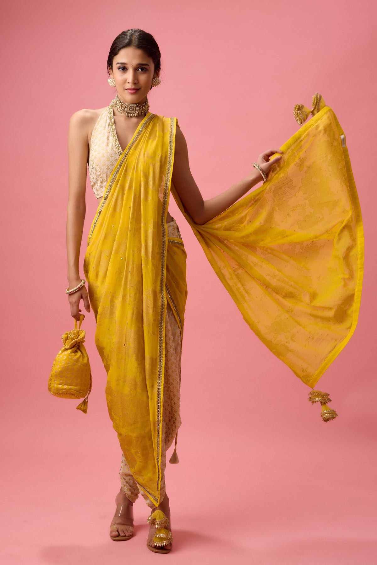 Yellow Dhoti Saree