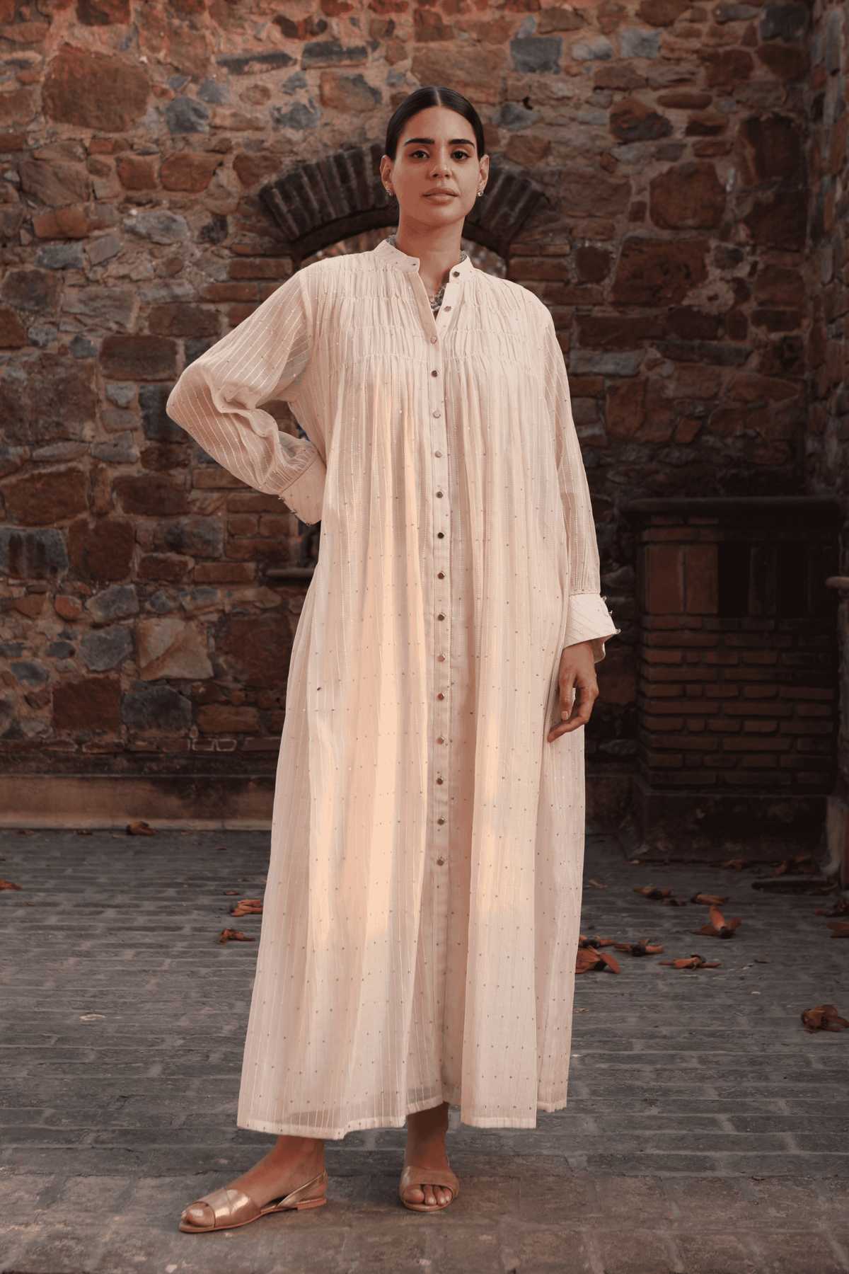 Ivory Collared Kurta And Pant