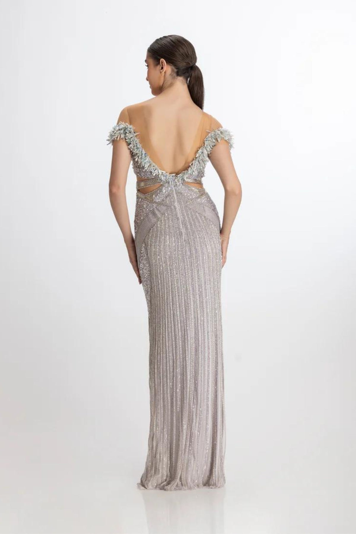 Metallic lilac cut-out gown