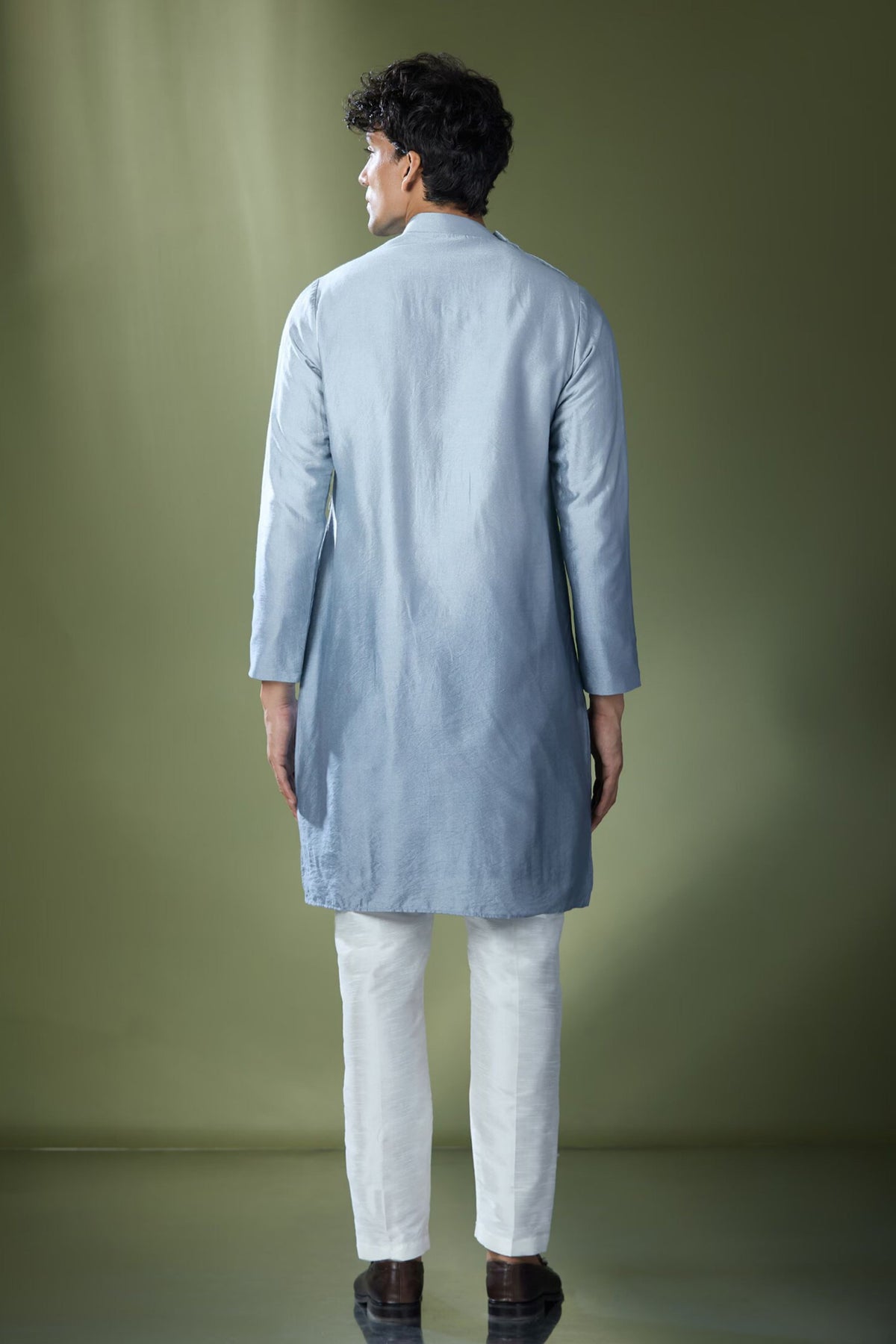 Powder Blue Ombre Embroidered Kurta Set