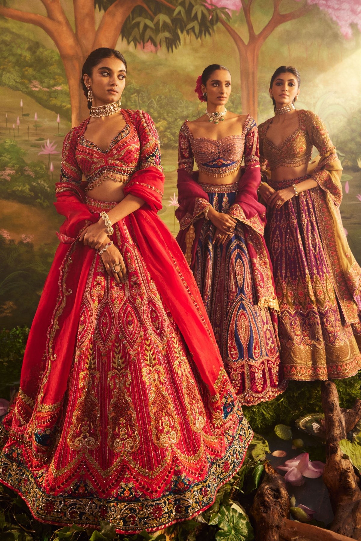 Cherry Red Raw Silk Lehenga Set