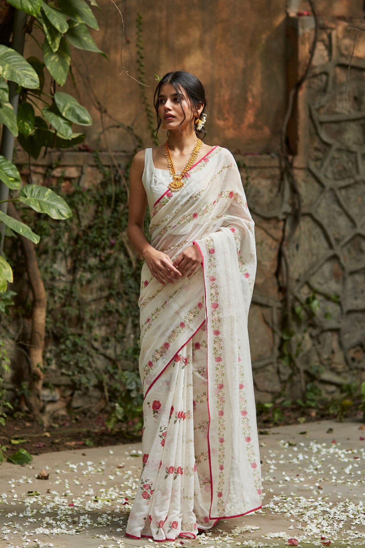 Ivory Handwoven Chanderi Saree