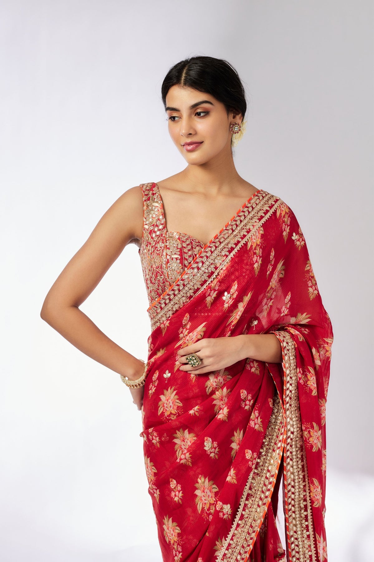 Red Mahira Saree Set