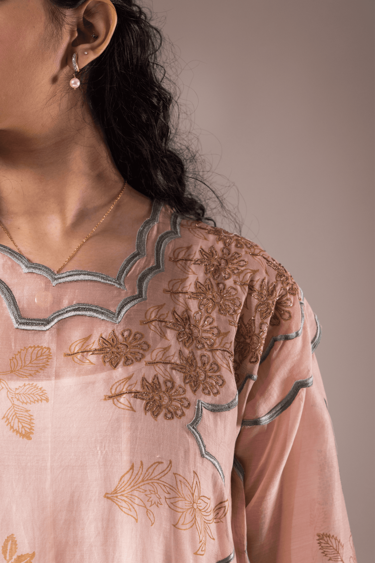 Baby Pink Handblock Printed Dress