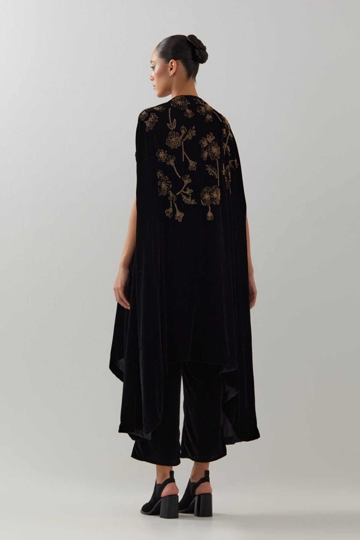 Black Gold Velvet Cape Set